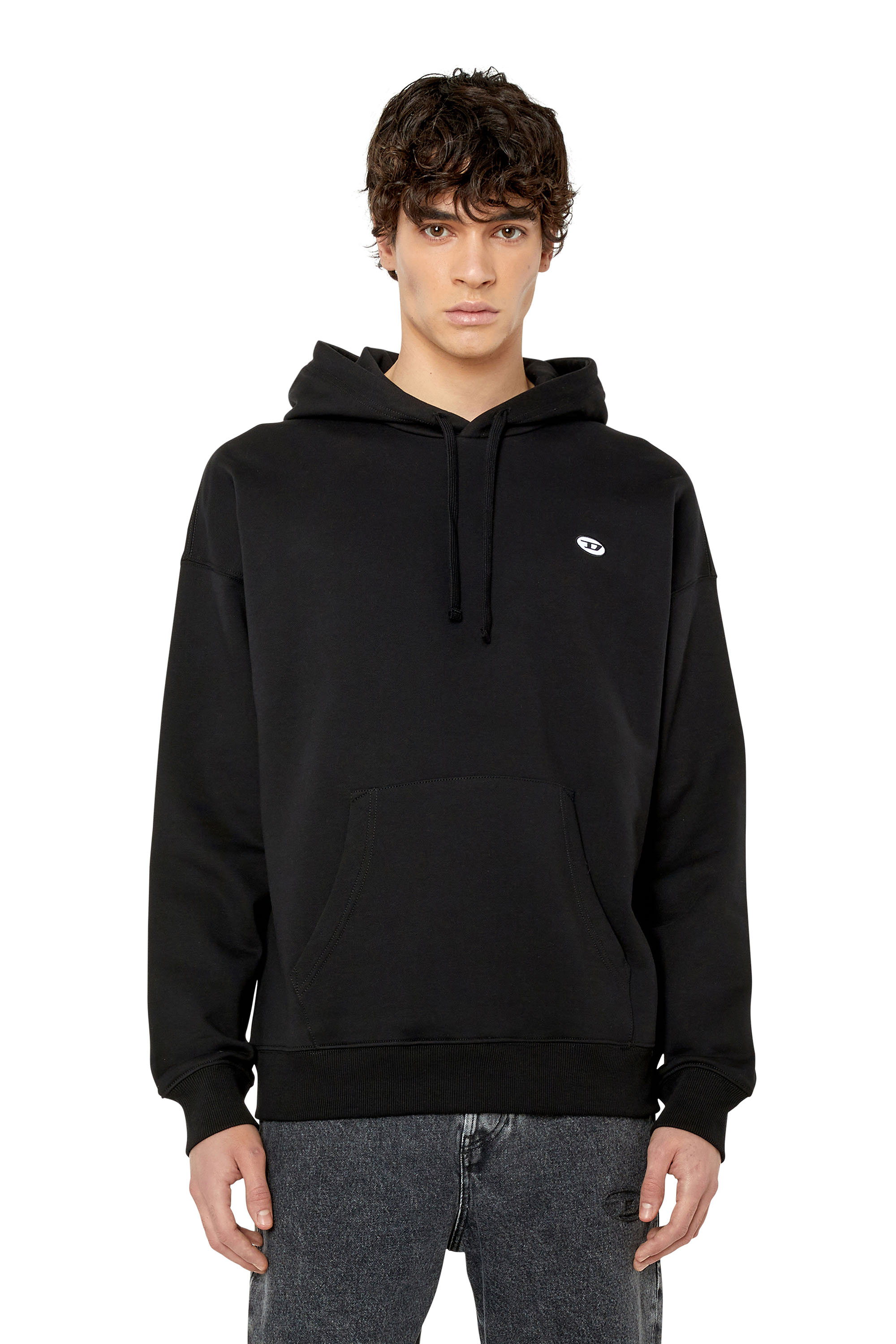 Diesel - S-ROB-HOOD-DOVAL-PJ, Male's Hoodie with oval D patch in Black - 3