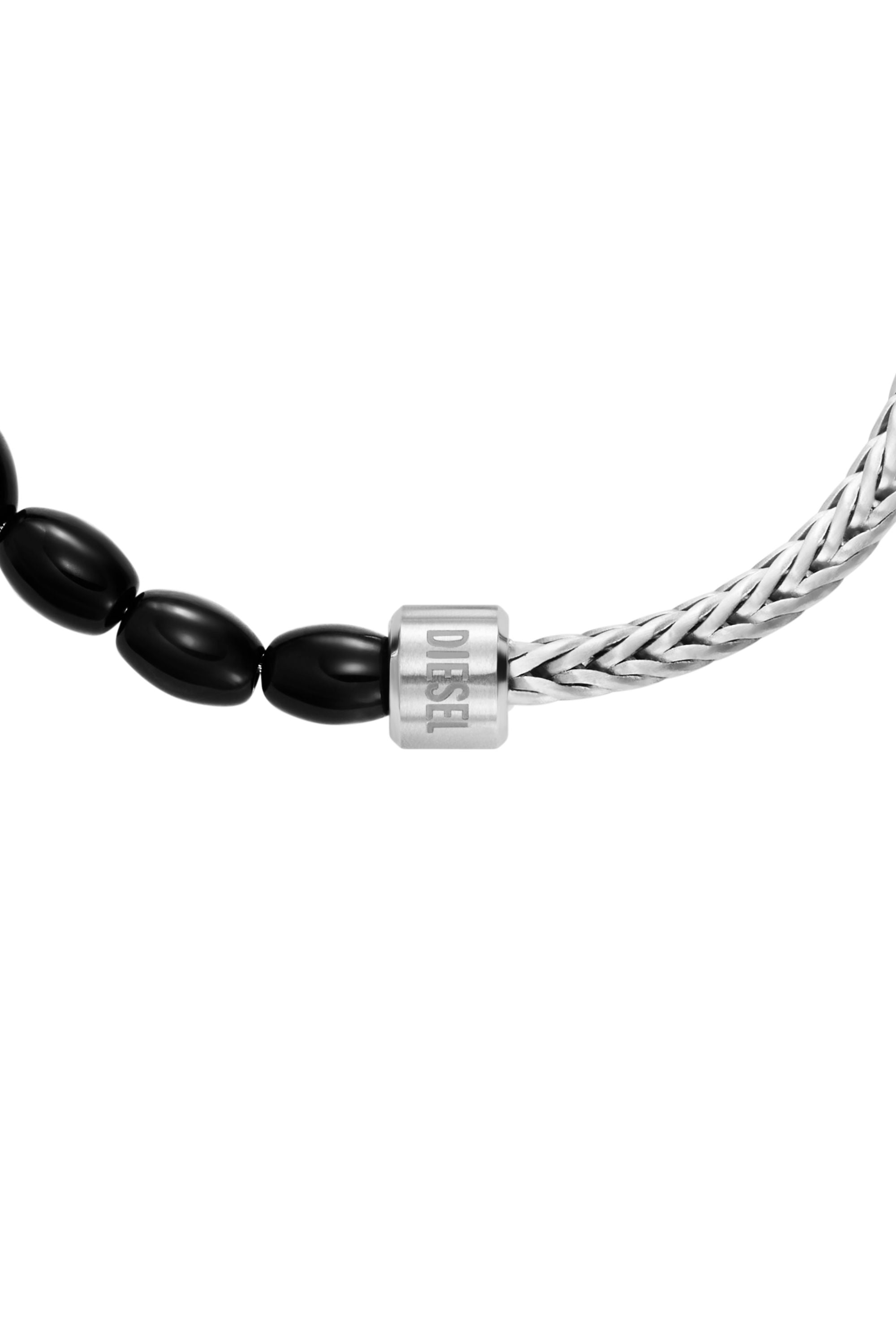 Diesel - DX1714040, Unisex's Black Agate Beaded Bracelet in Silver/Black - 3