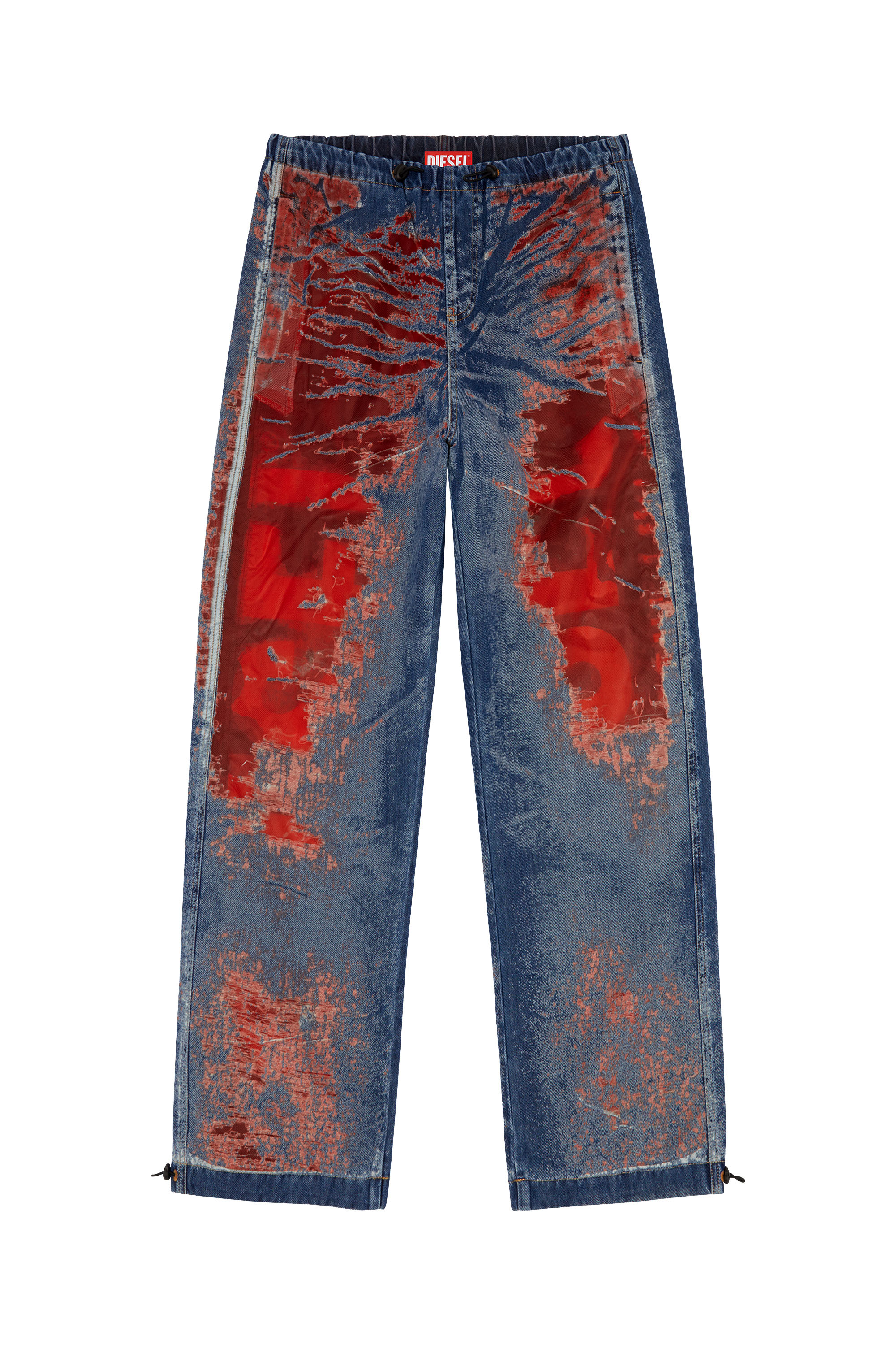 Diesel - Relaxed Jeans D-Martial 068MI Hombre, Azul/Rojo - 2