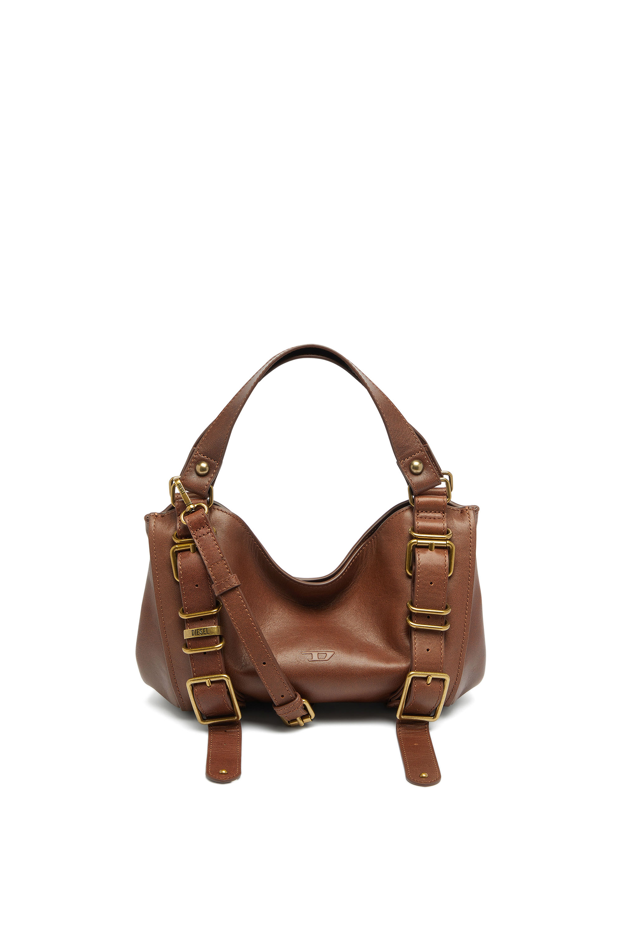 Diesel - D-ONE TOPHANDLE S, D-One-Sac small &agrave; poign&eacute;e sup&eacute;rieure en cuir trait&eacute; Femme in Marron - 1