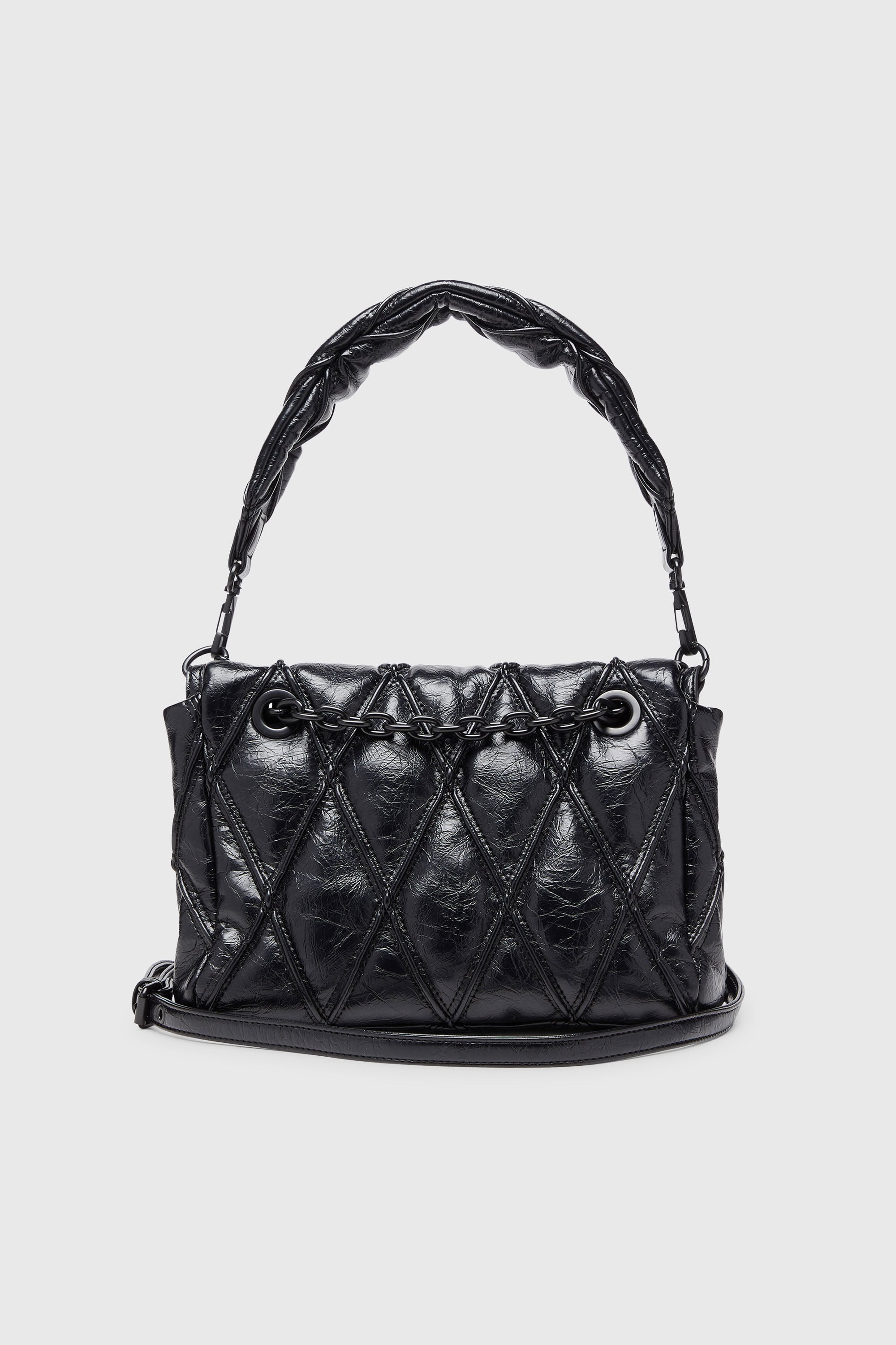 Diesel - CHARM-D SHOULDER M, Woman's Charm-D - Shoulder bag in shiny quilted PU in Black - 2