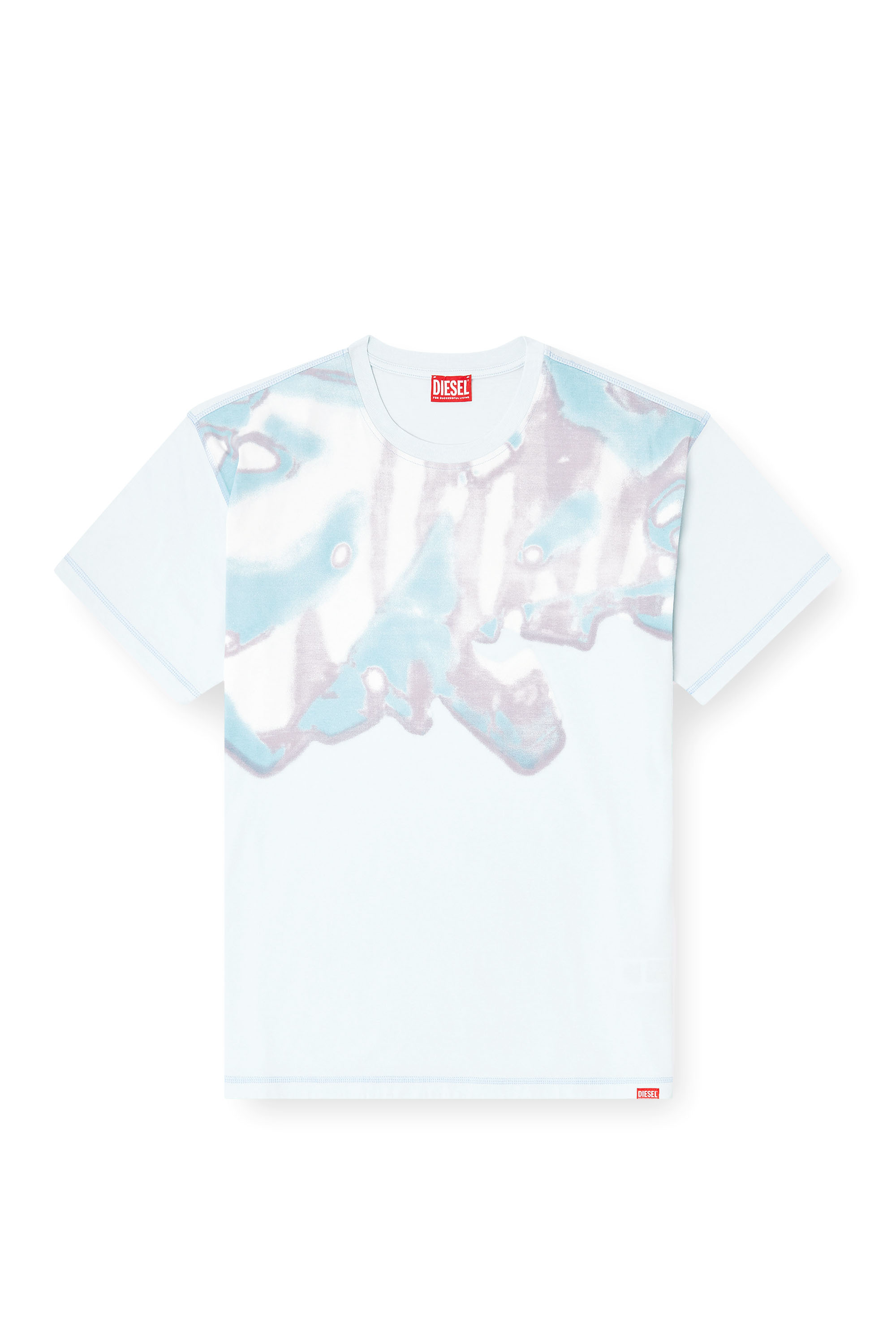 Diesel - T-GASPARD-IHBJ, Male's T-shirt with faded graphic print in Light Blue - 2