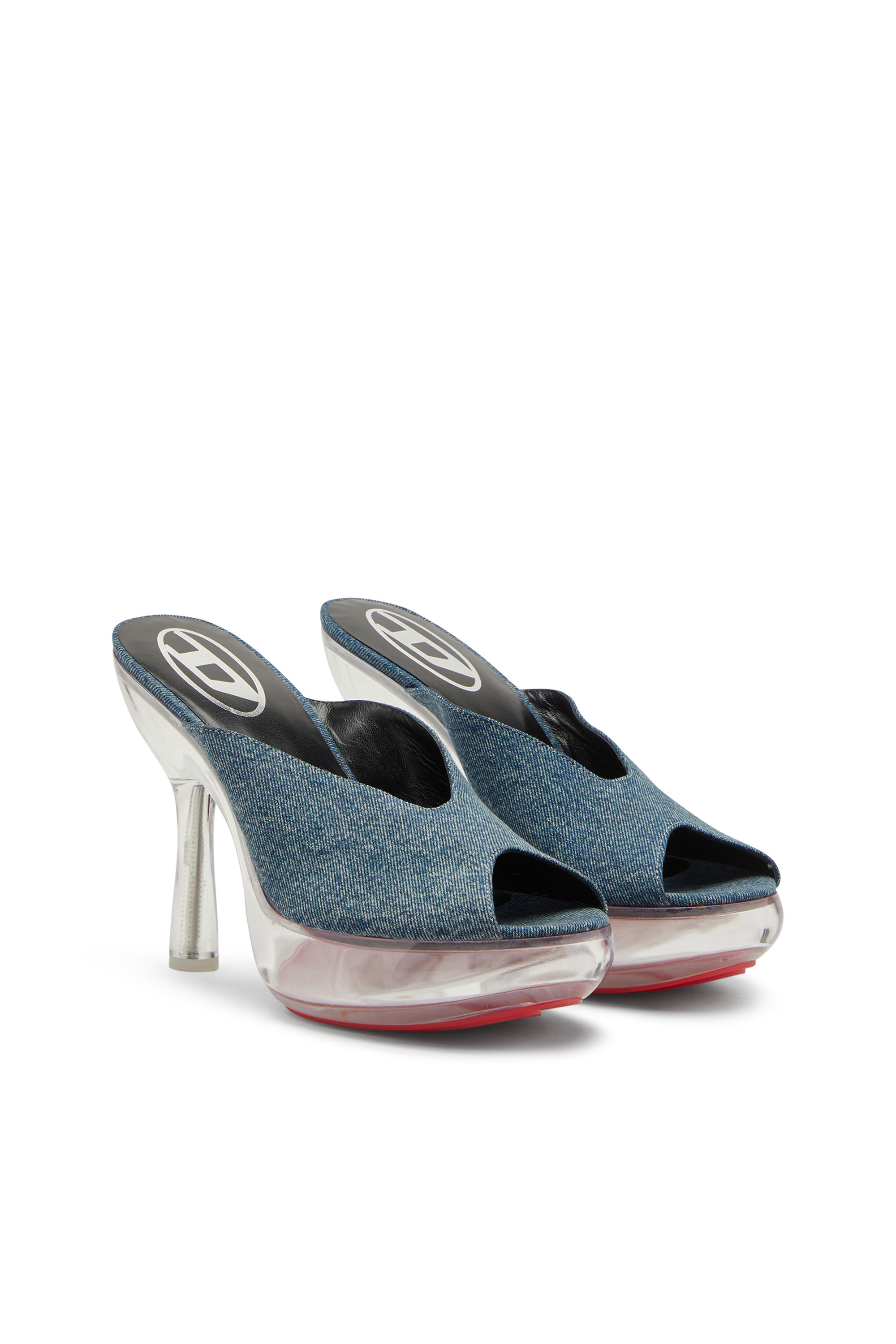 Diesel - D-LAKE PLATFORM SDL, Female's D-Lake-Platform mules in denim and plexiglass in Blue - 3