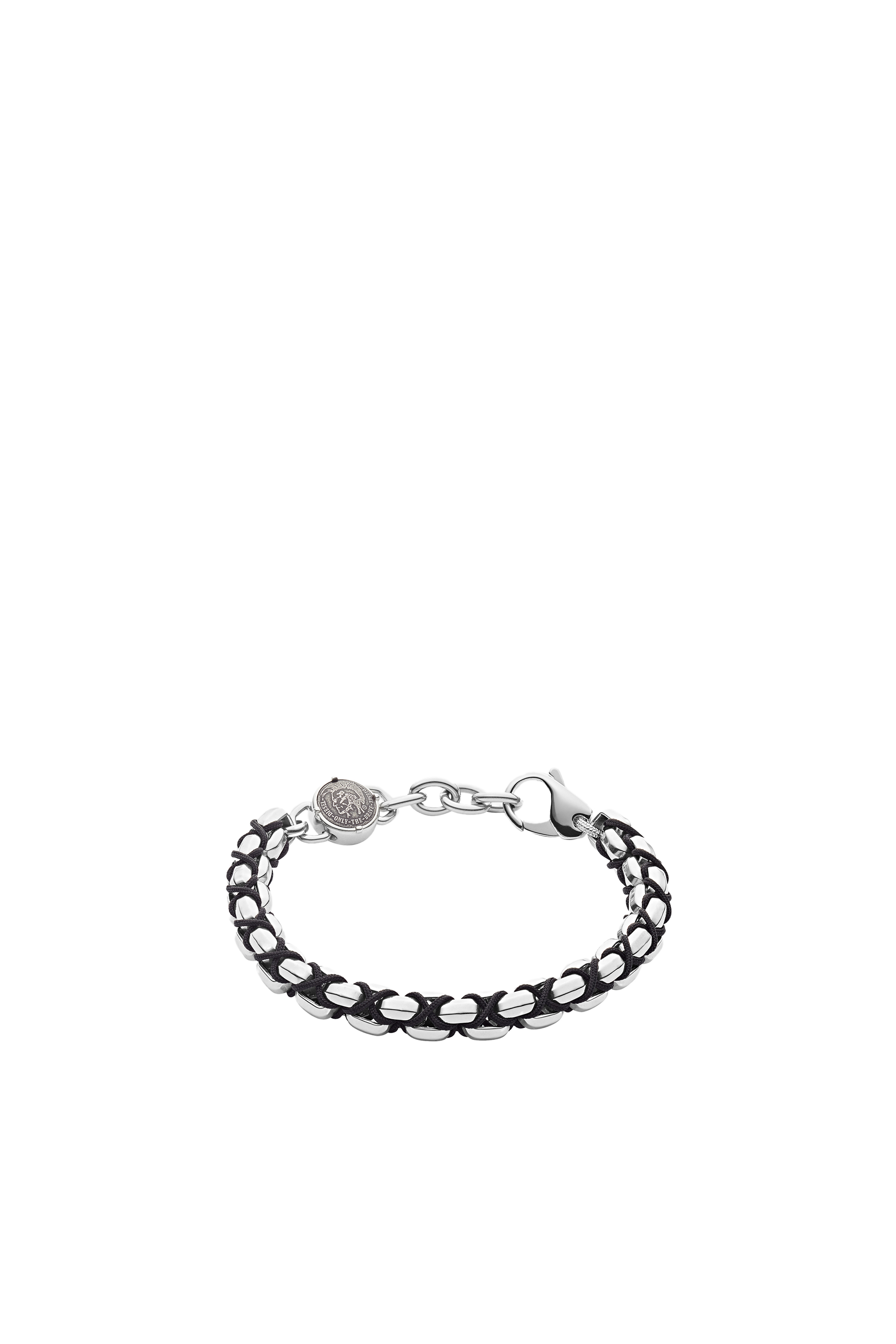 Diesel - DX1180, Man's Stackable stainless steel bracelet in Silver/Black - 1