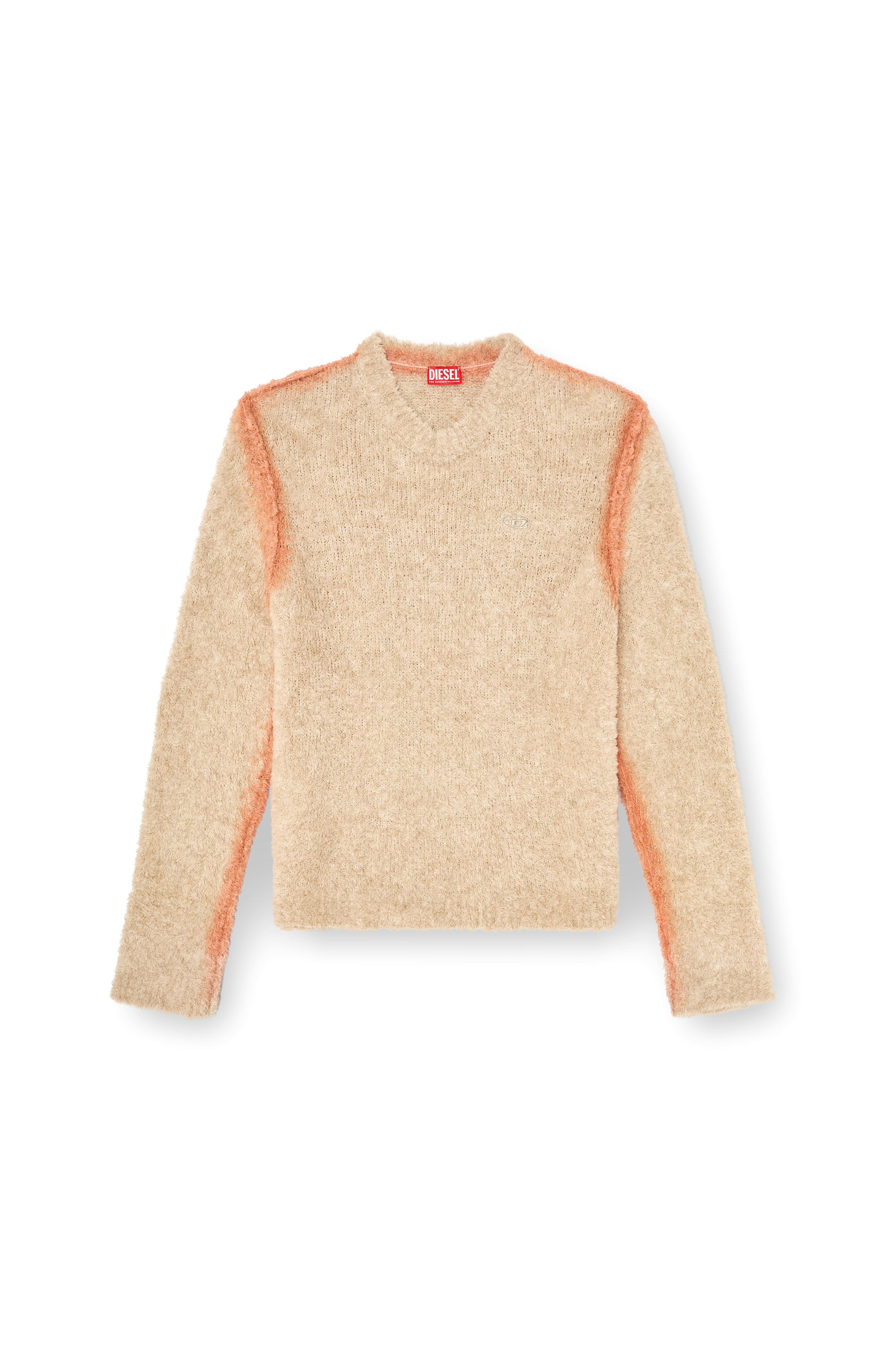 Diesel - K-RIMI, Jersey de mezcla de alpaca con costuras te&ntilde;idas efecto spray Hombre in Marr&oacute;n - 3