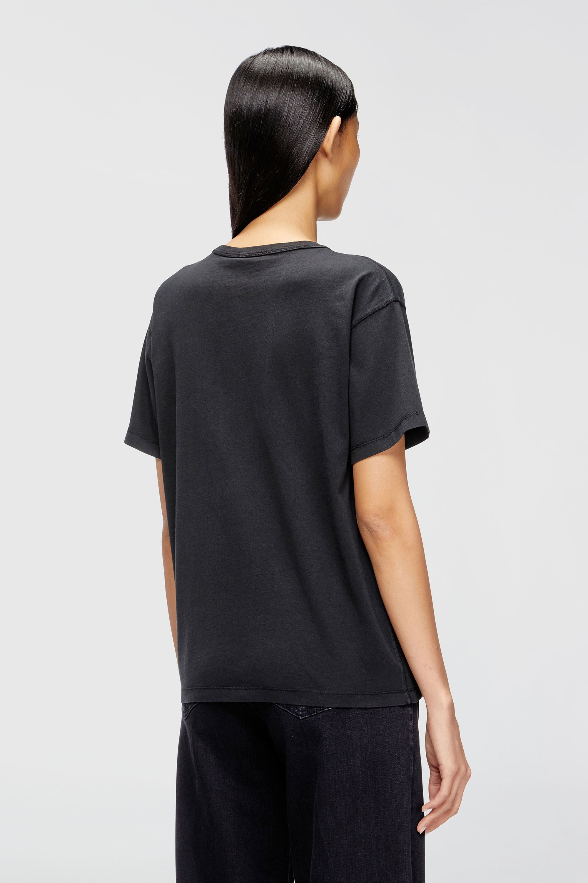 Diesel - T-NORMY-OD-S1, Camiseta de algod&oacute;n con Oval D met&aacute;lico Mujer in Negro - 4