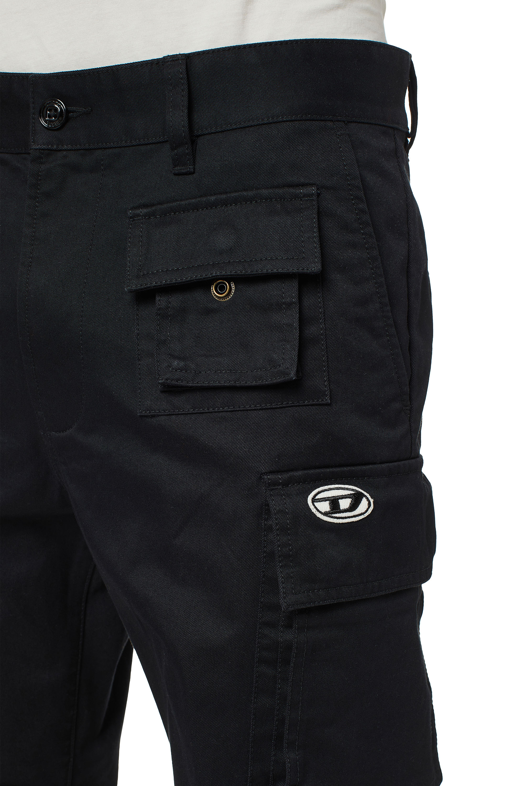 Diesel - P-COR-CL, Man's Cargo pants in cotton twill in Black - 6