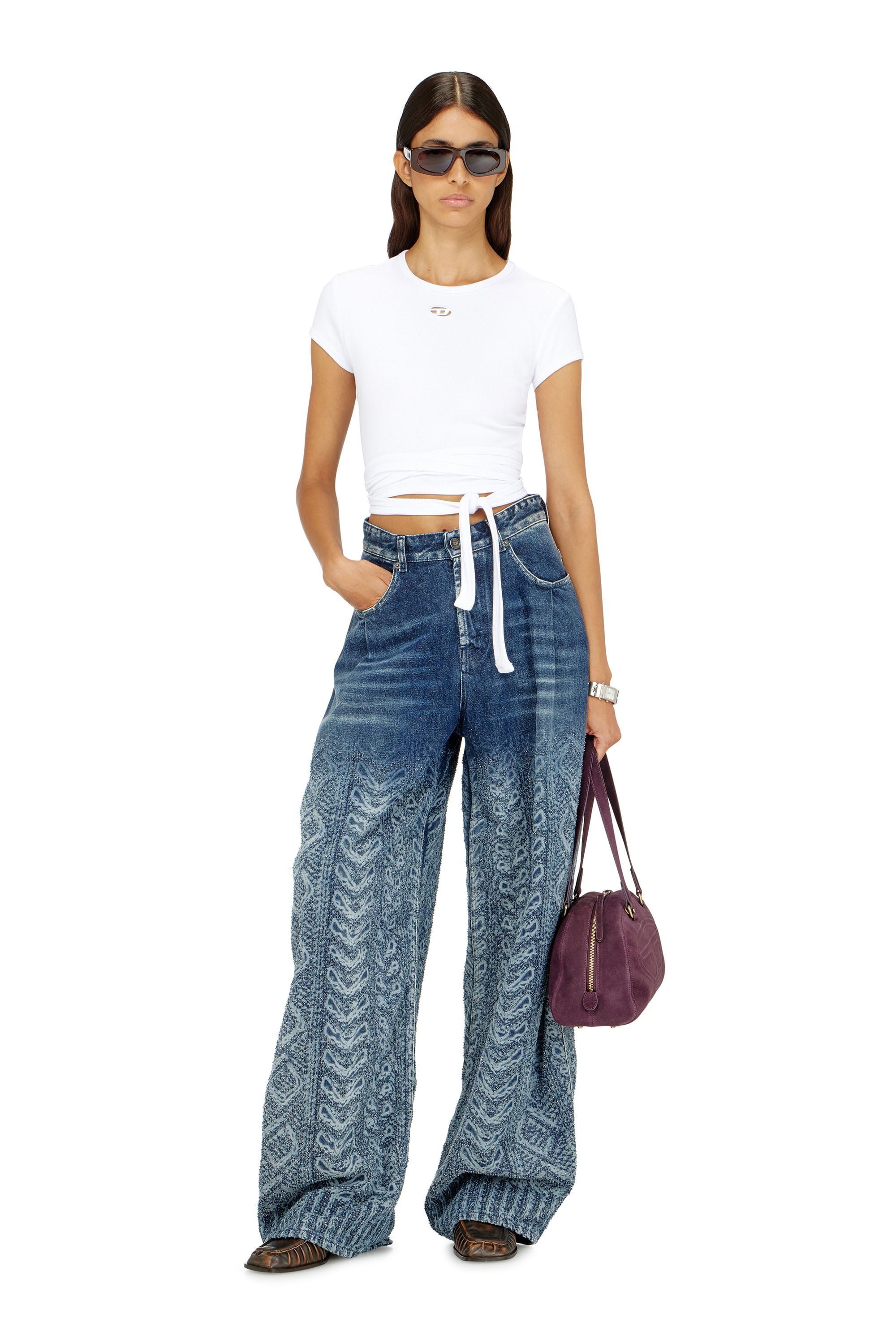 Diesel - T-BUNNY-TAIL-S1, Top de canal&eacute; con cordones envolventes Mujer in Blanco - 2