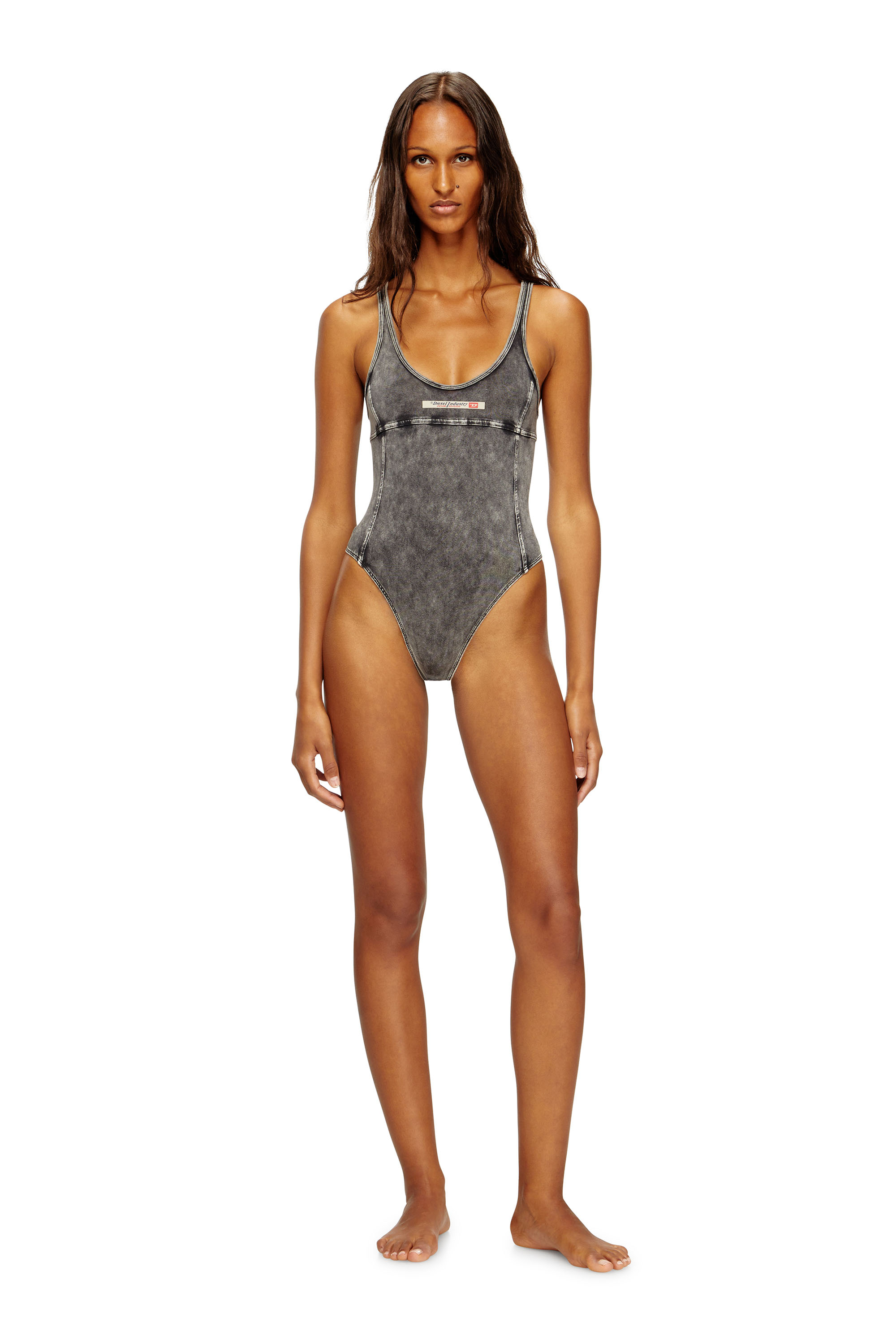 Diesel - PHOEBE-DNM, Female's Bodysuit in denim-effect jersey in Dark Grey - 2