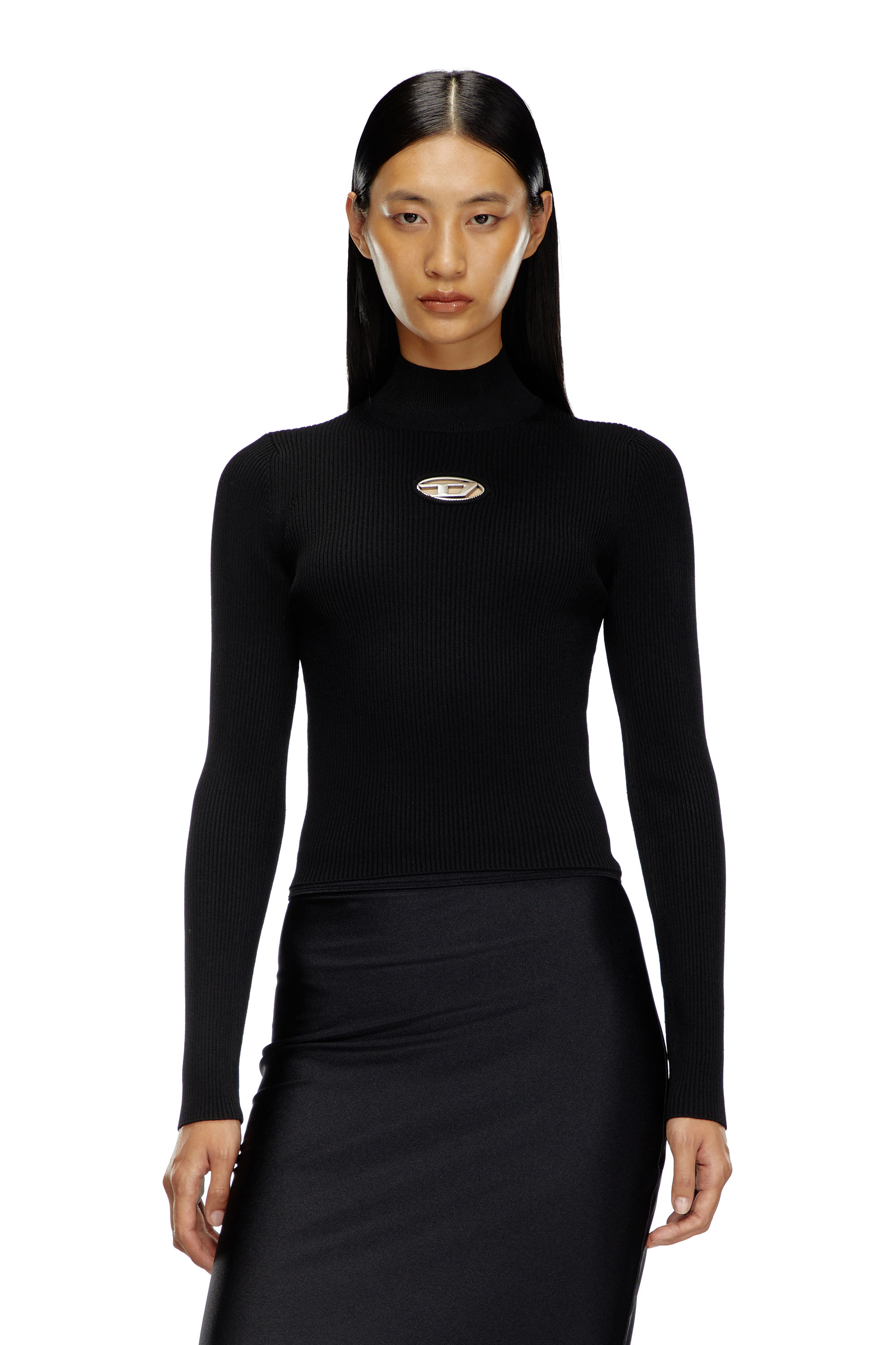 Diesel - M-VALARI-TN, Female's Rib-knit top in Black - 3