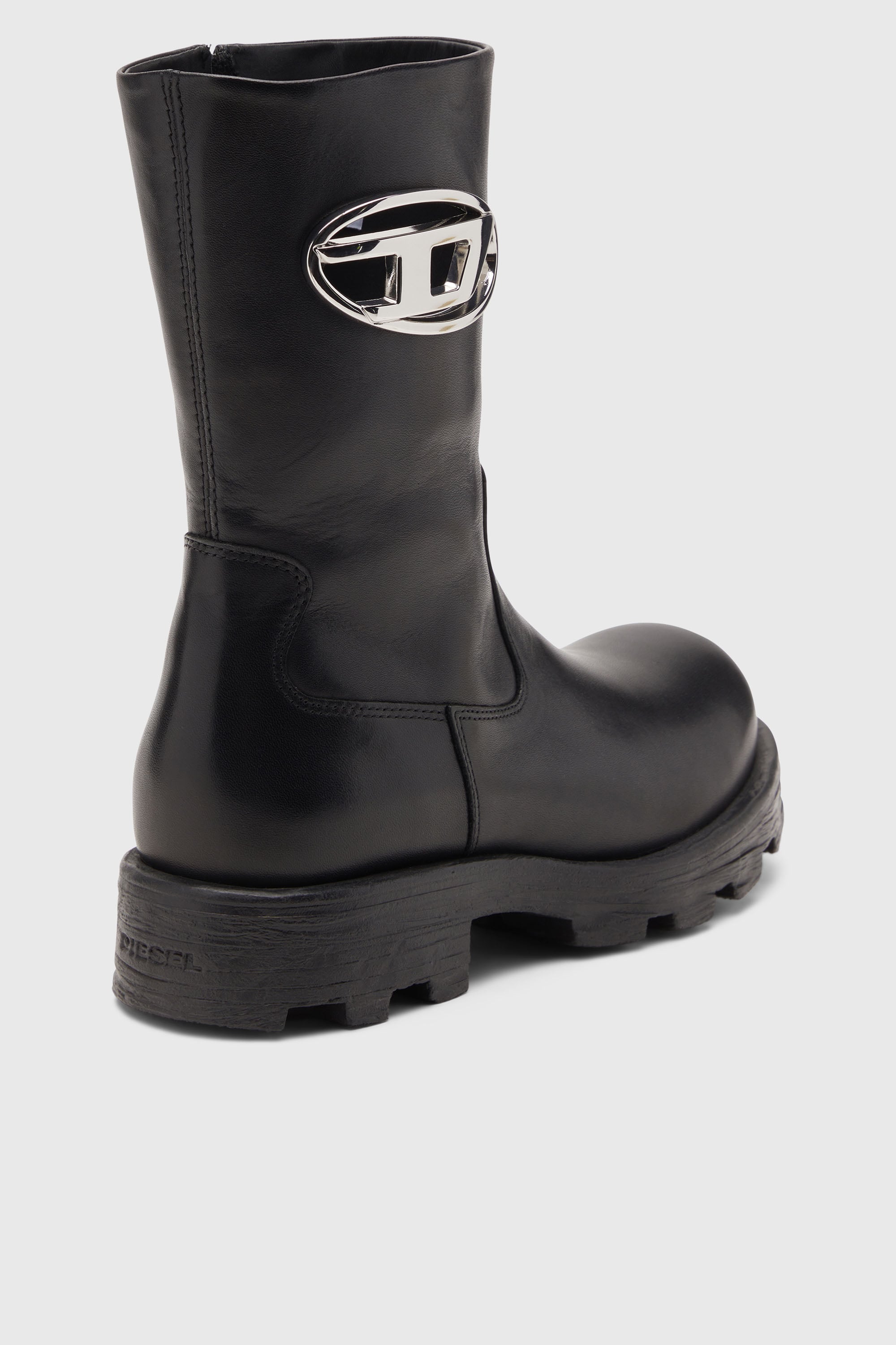 Diesel - D-HAMMER BKR D W, D-Hammer-Bottes de motard en cuir brillant Femme in Noir - 4