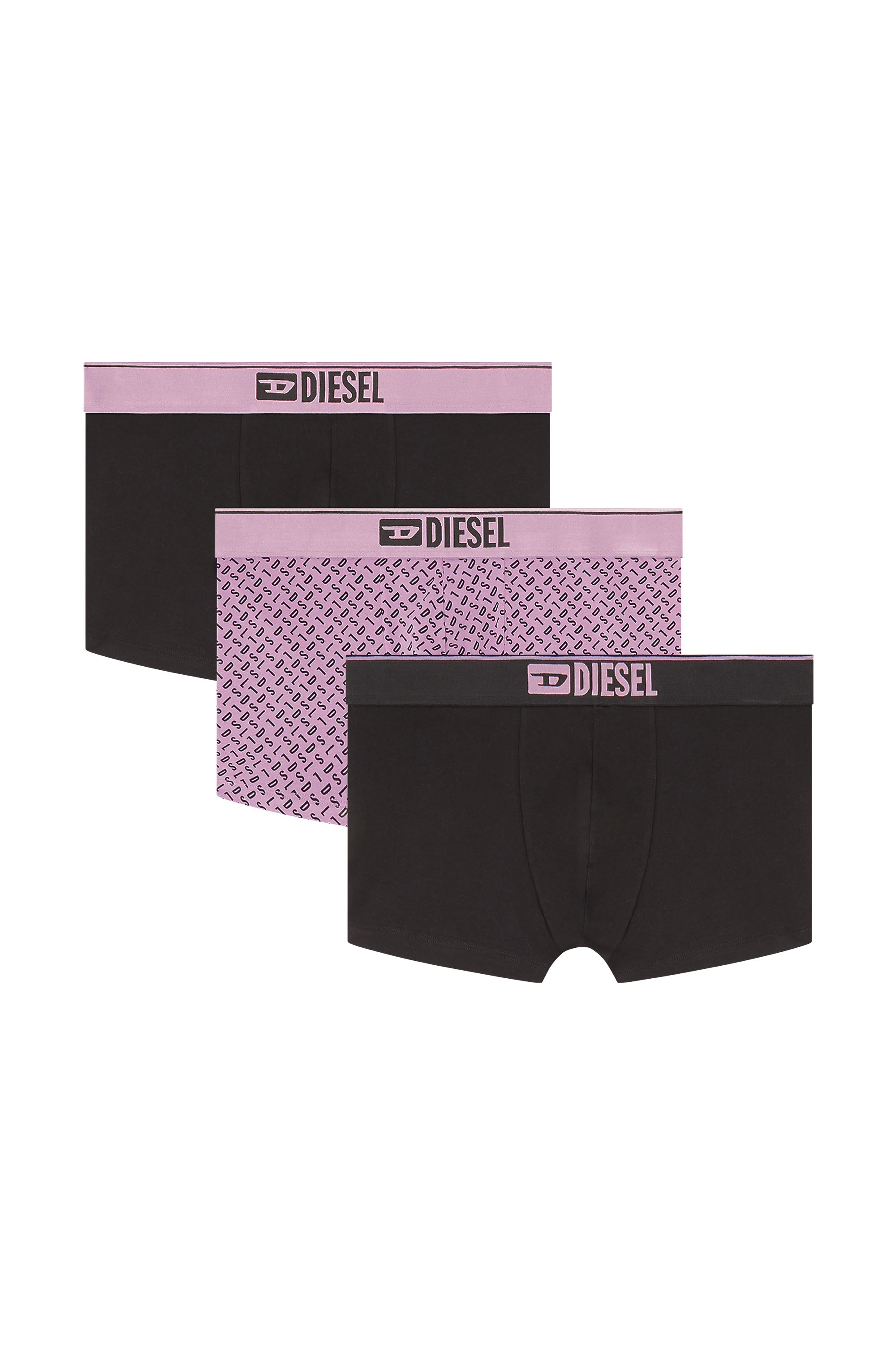 Diesel - DAMIEN-D-BOX-3PACK, Male's Three-pack of stretch cotton trunks with monogram in Lilac - 4