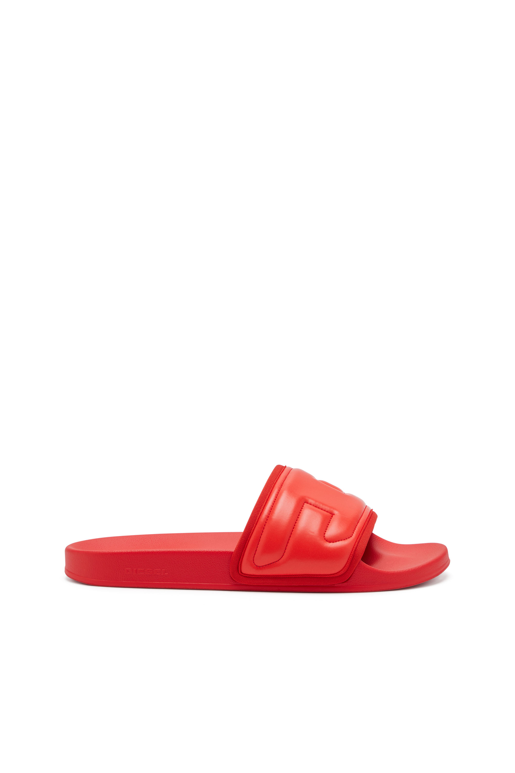 Diesel - SA-MAYEMI PUF X, Unisex's Sa-Mayemi Puf X - Pool slides with puffy D logo in Red - 1