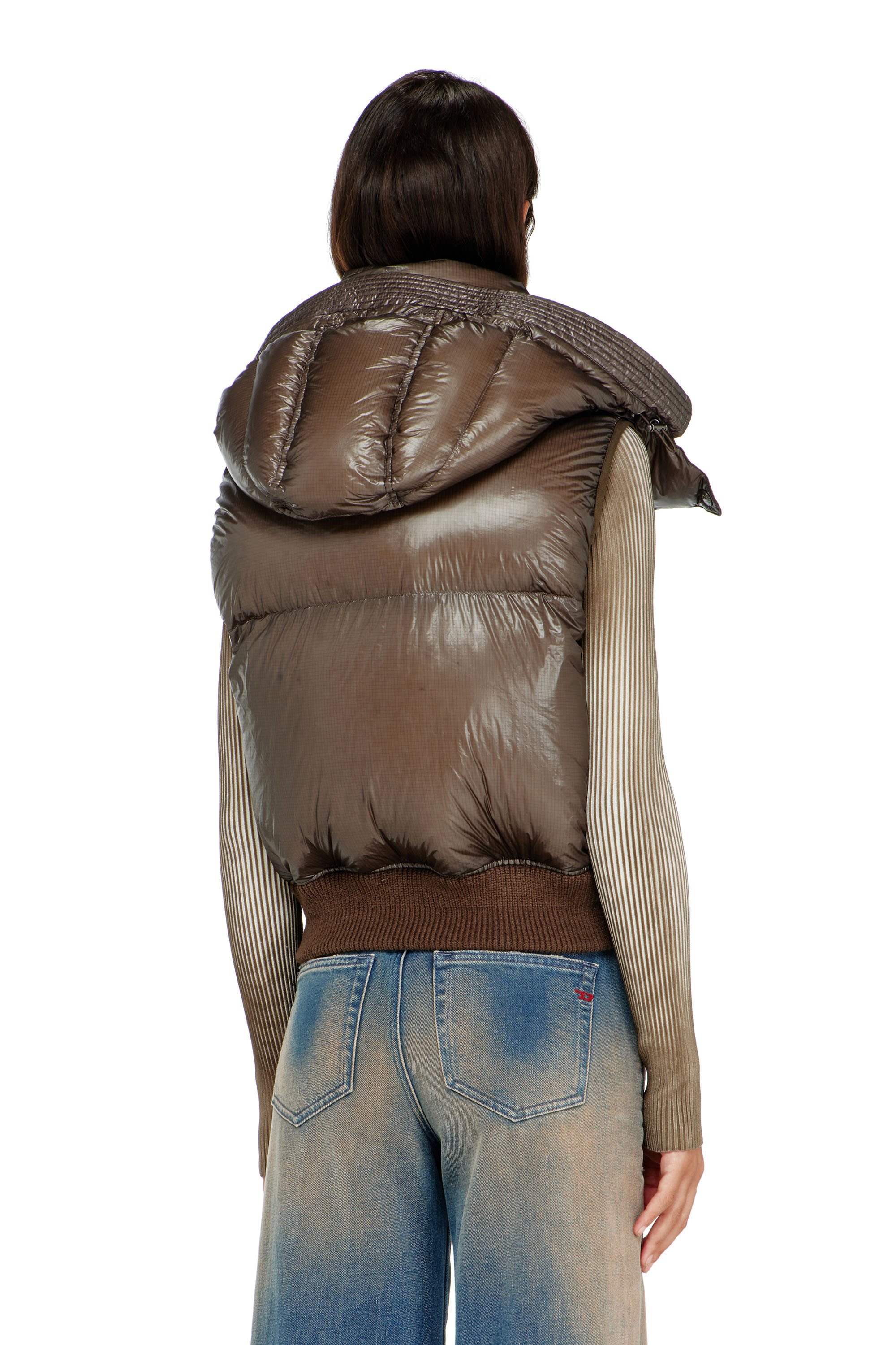 Diesel - W-PEYT-SSL-NEW-T1, Doudoune sans manches en ripstop avec capuche amovible Femme in ToBeDefined - 5