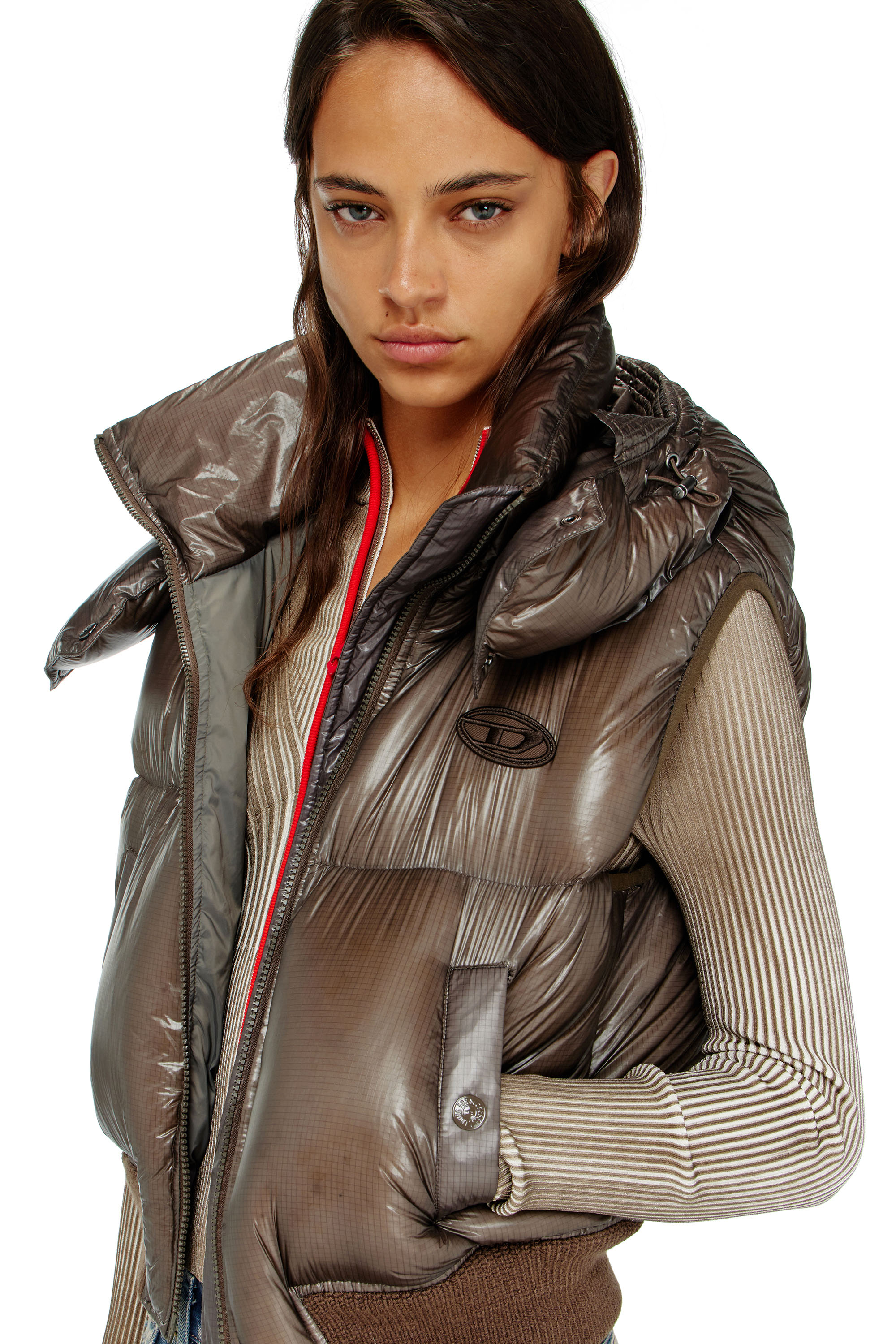 Diesel - W-PEYT-SSL-NEW-T1, Doudoune sans manches en ripstop avec capuche amovible Femme in ToBeDefined - 4