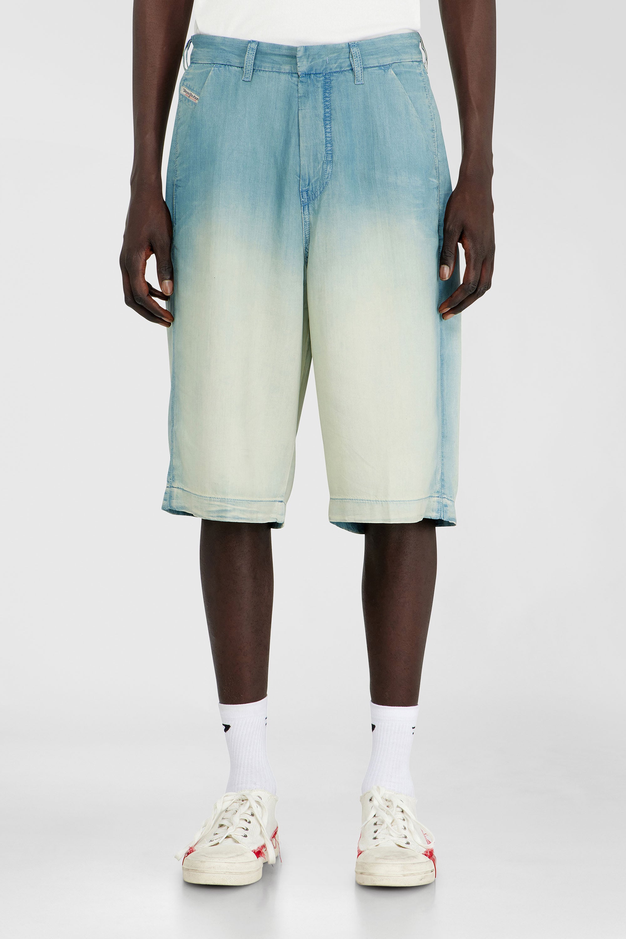 Diesel - D-TYLOR-SHORT-S, Male's Shorts in fluid overdyed denim in Light Blue - 1