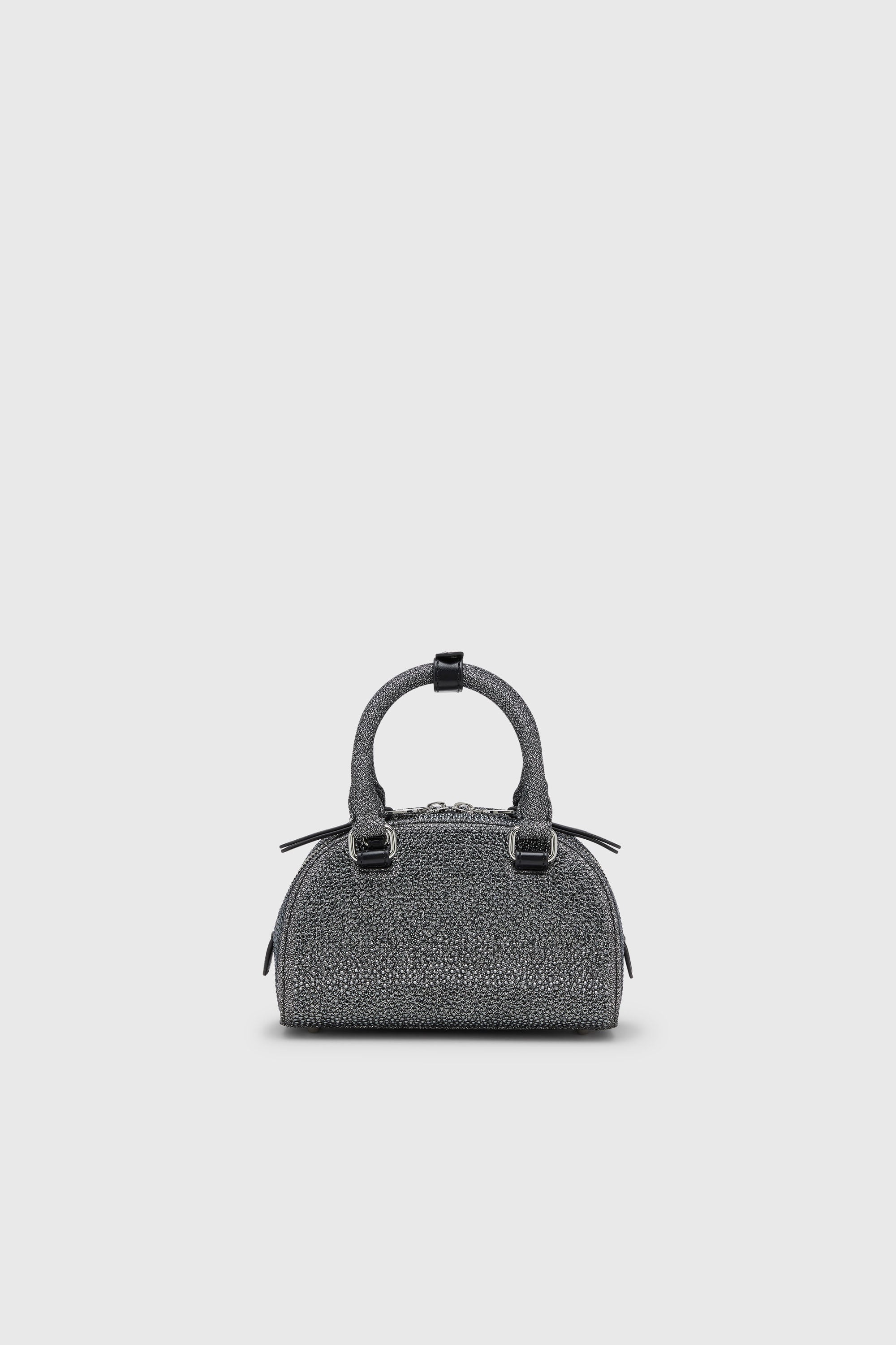 Diesel - 1DR DOME CROSSBODY, Woman's 1DR Dome - Small bowling bag in crystal Lurex in Black/Silver - 2