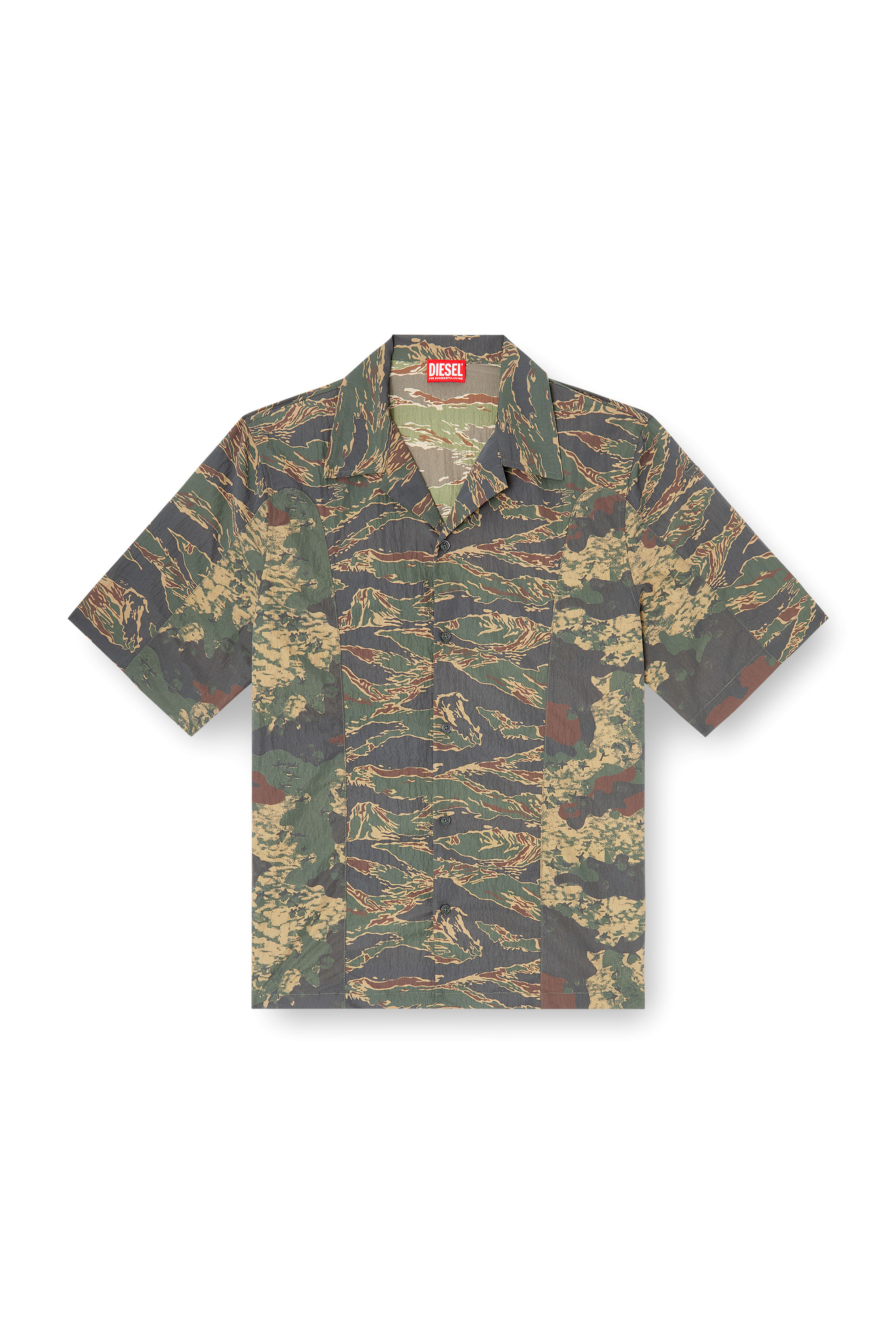 Diesel - S-BRACK-EPBW, Male's Shirt with mixed camo prints in Military Green - 2