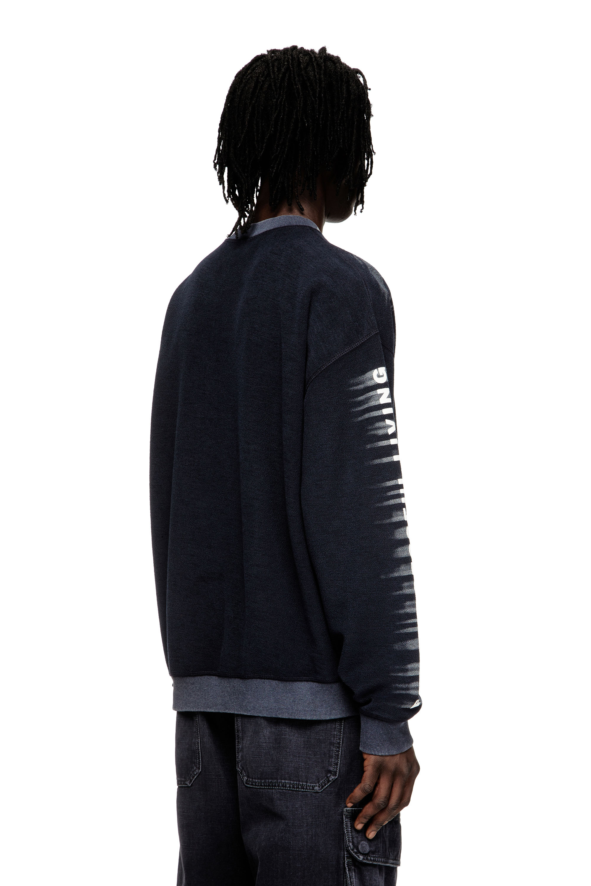 Diesel - S-BOXT-T1, Male's Cotton sweatshirt with Oval D print in Dark Blue - 3