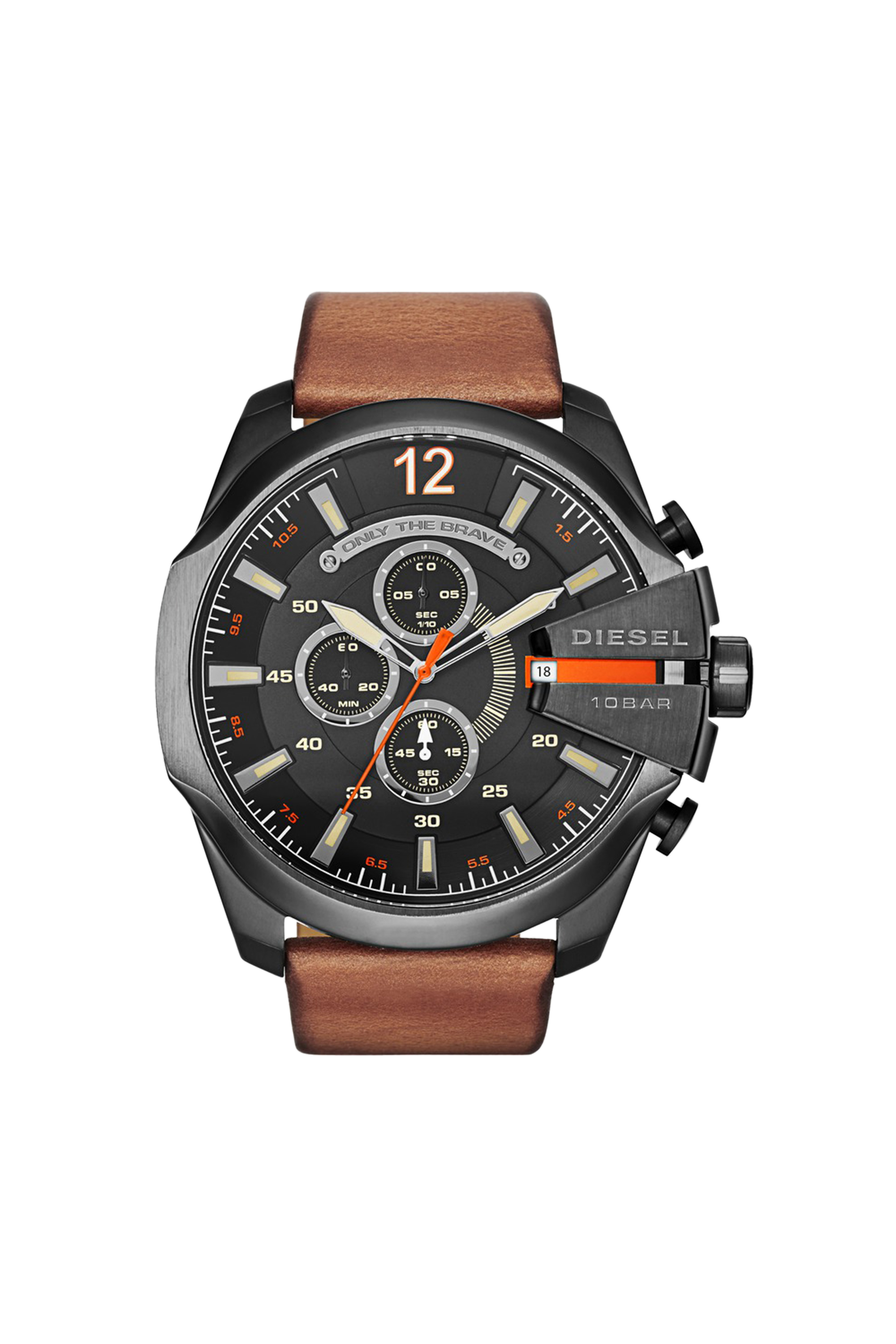 DIESEL MEGA CHIEF 腕時計　DZ-4343 DZ4343: Men's brown leather strap watch | Diesel