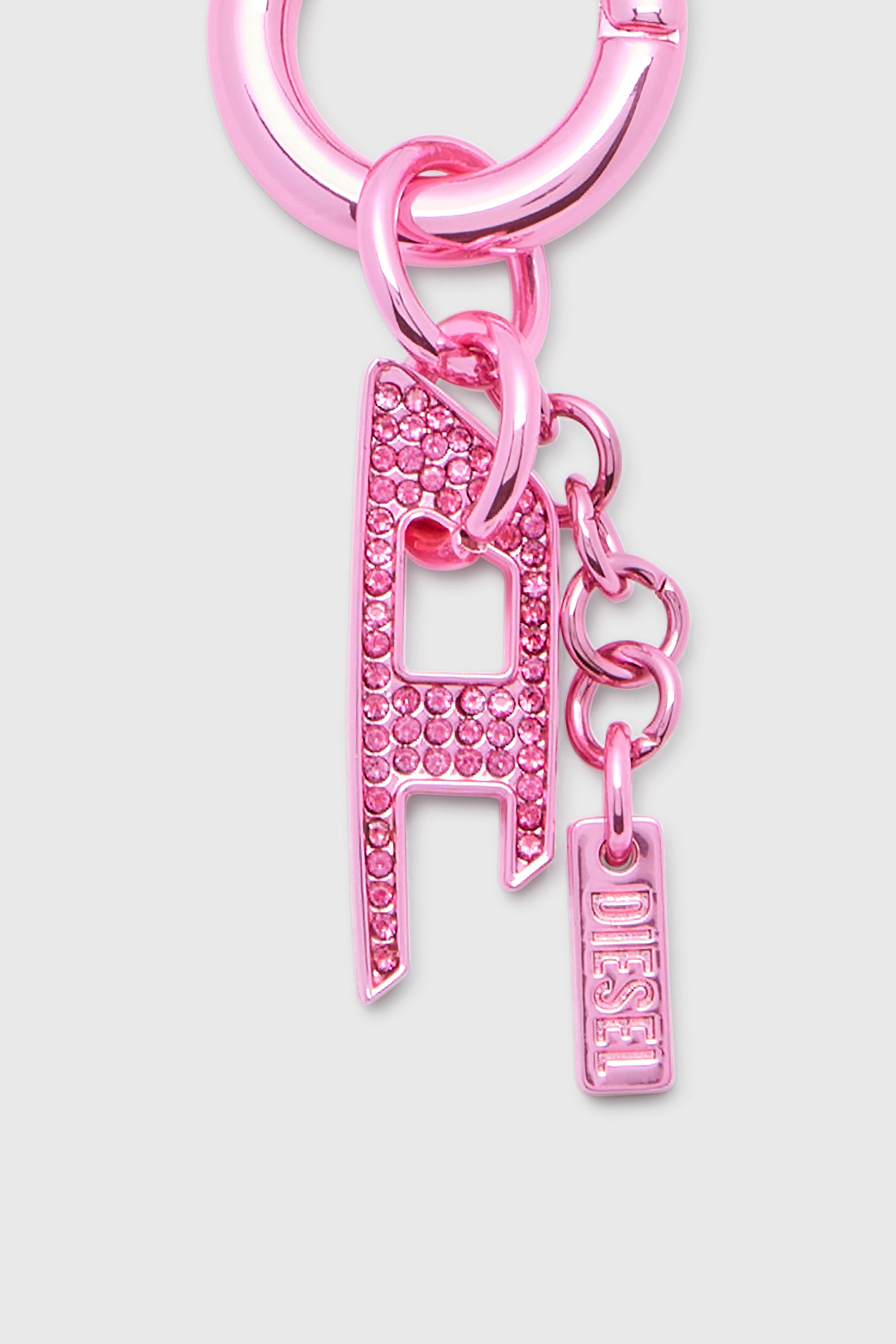 Diesel - CHARM-D, Charm en m&eacute;tal avec breloque D en strass Mixte in Rose - 2