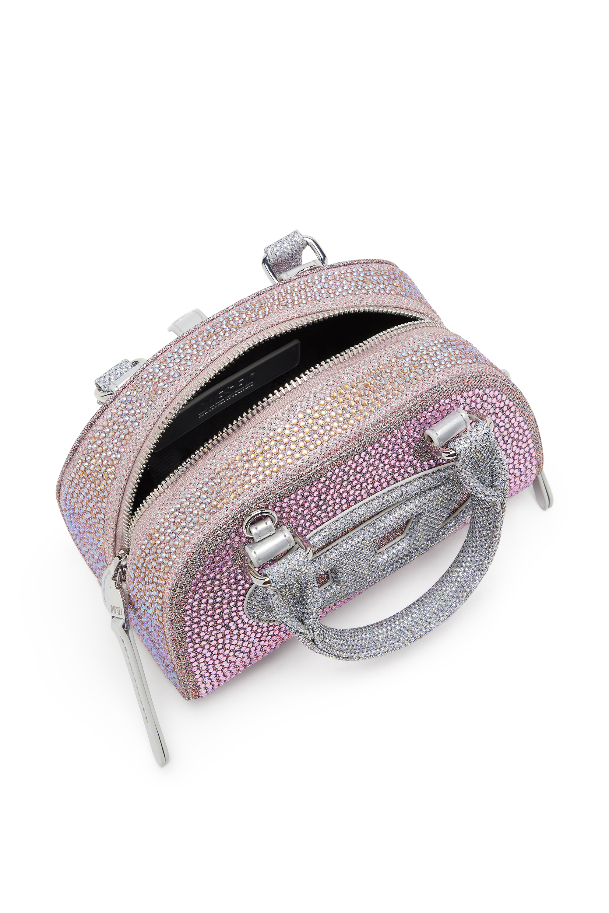 Diesel - 1DR DOME CROSSBODY, 1DR Dome - Peque&ntilde;o bolso bandolera en crystal Lurex Mujer in Rosa - 3