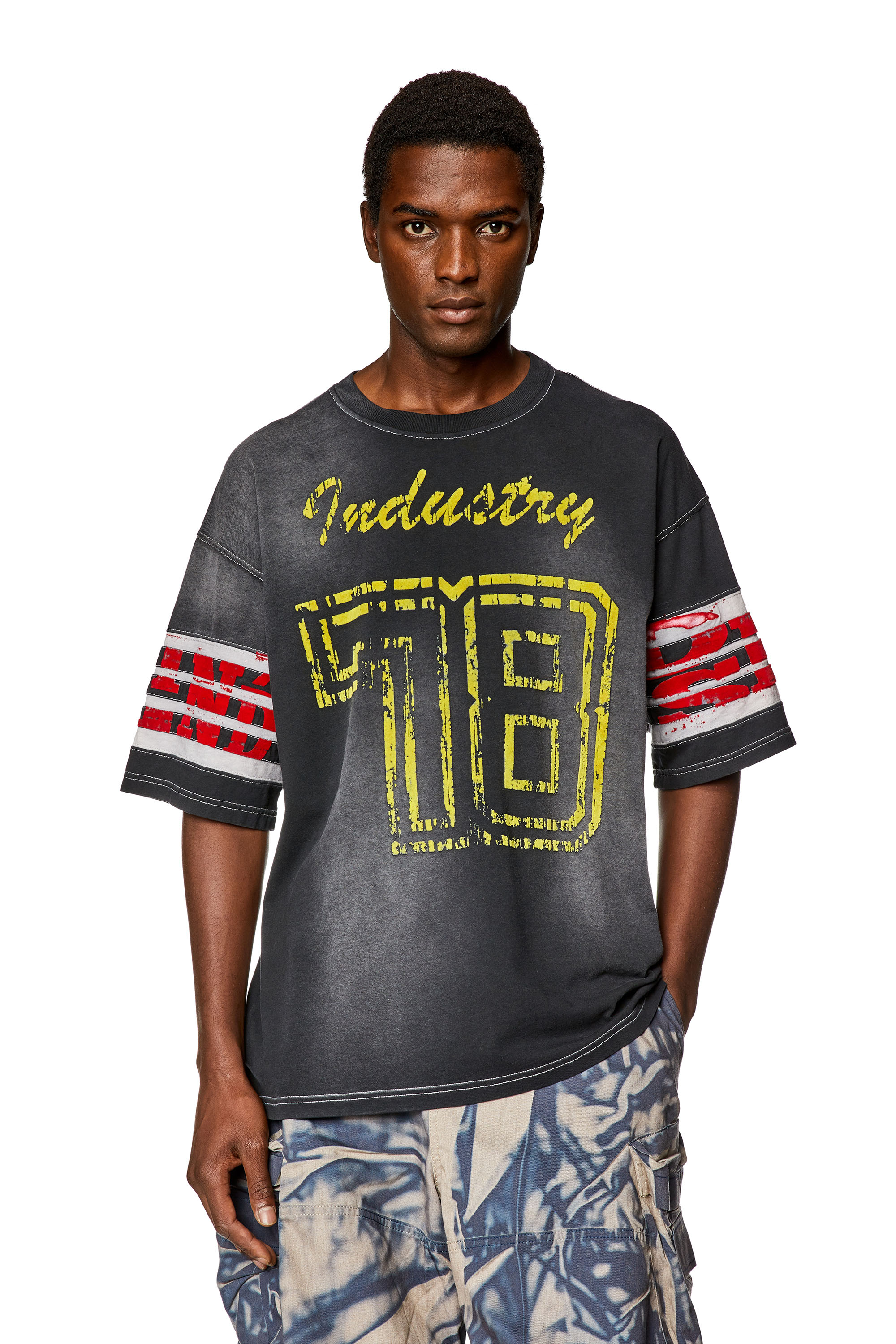 【DIESEL】 T-SHIRT T-JUST-E19 Man: T-shirt with striped logo print | Diesel