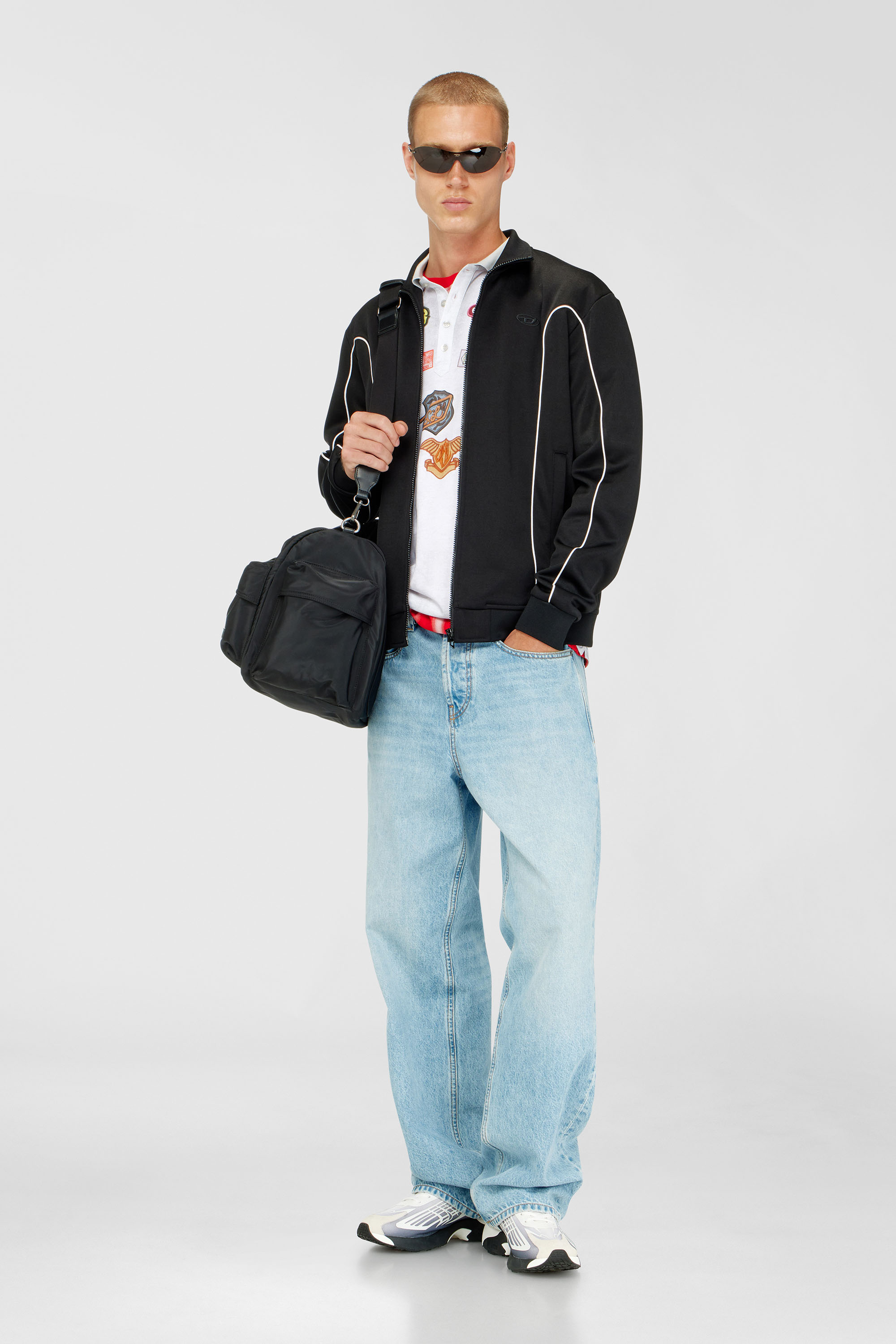 Chaqueta de ch&aacute;ndal de felpa con ribetes en contraste