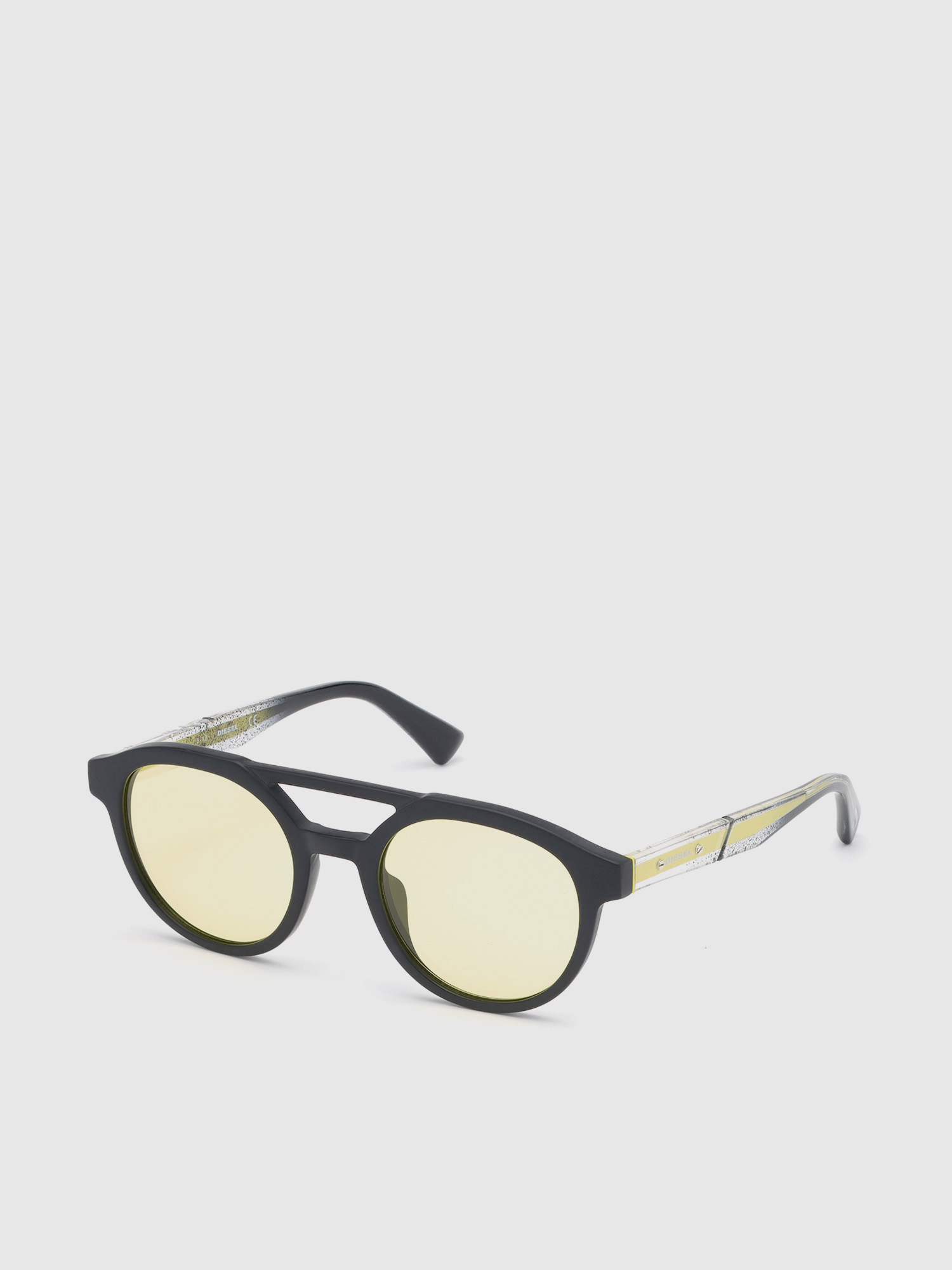 Diesel - DL0280, Unisex's Rounded sunglasses in Black/Yellow - 2