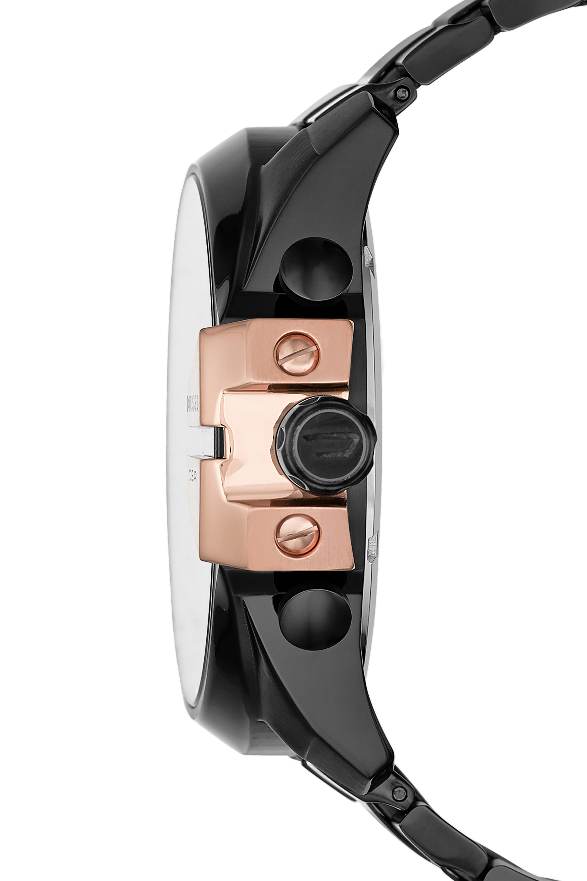 Diesel - DZ4309, Man's Mega Chief watch in black steel with rose-tone accents in Black - 3
