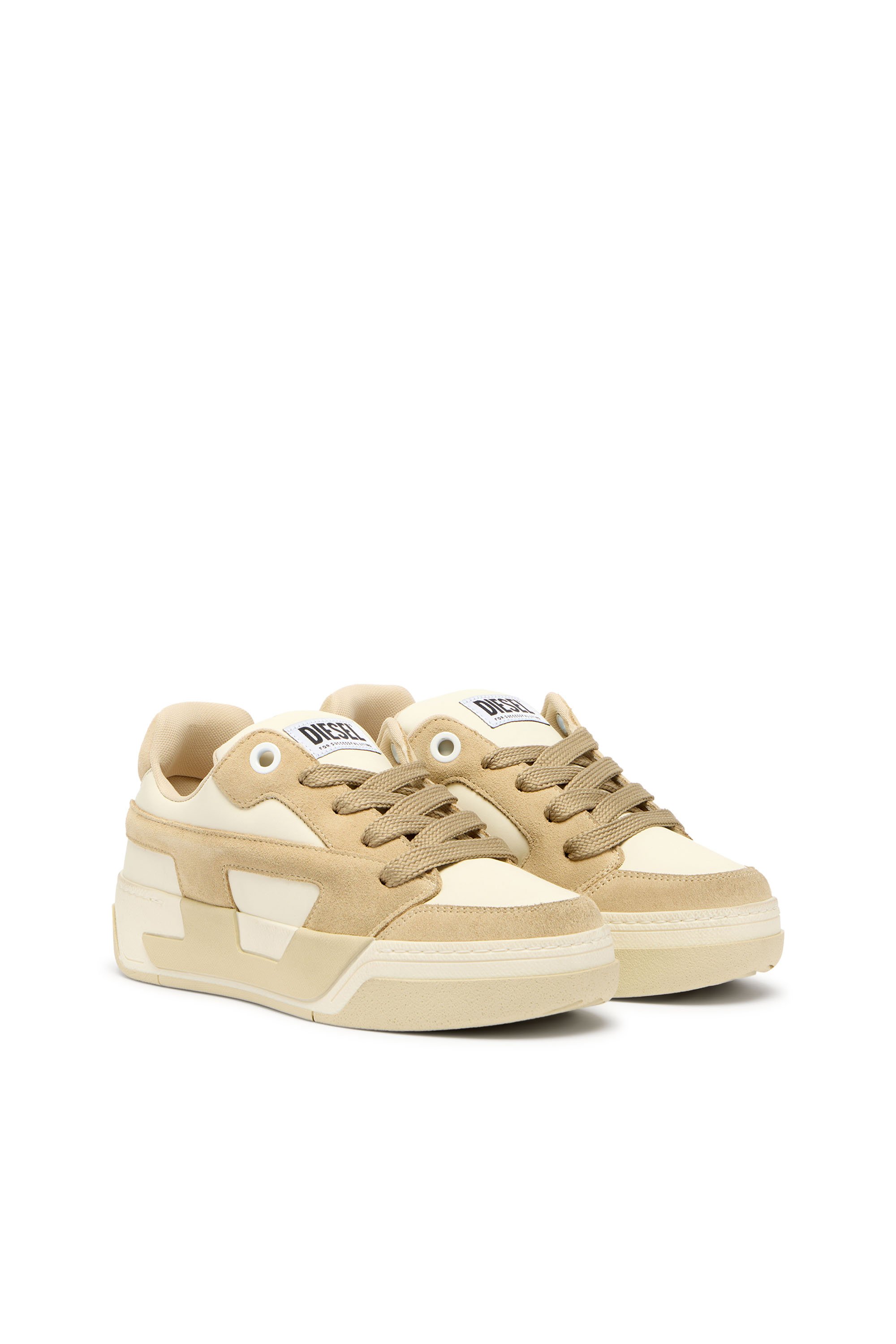 Diesel - S-D-OLLIE LOW W, Female's D-Ollie-Distressed sneakers in leather and suede in Beige - 2