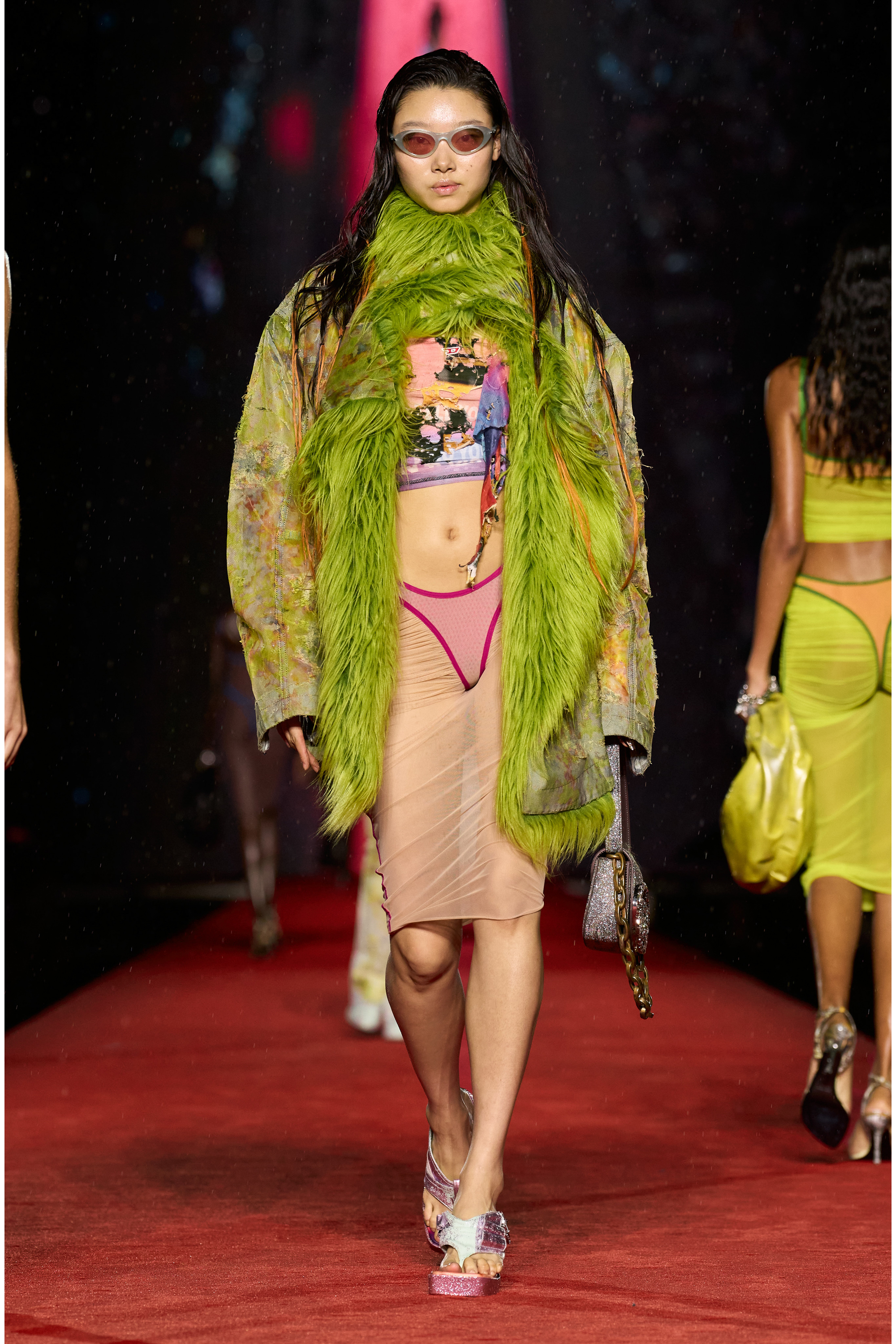 Diesel - T-MILEY, Woman's Destroyed top with cinema prints in Black/Pink - 6