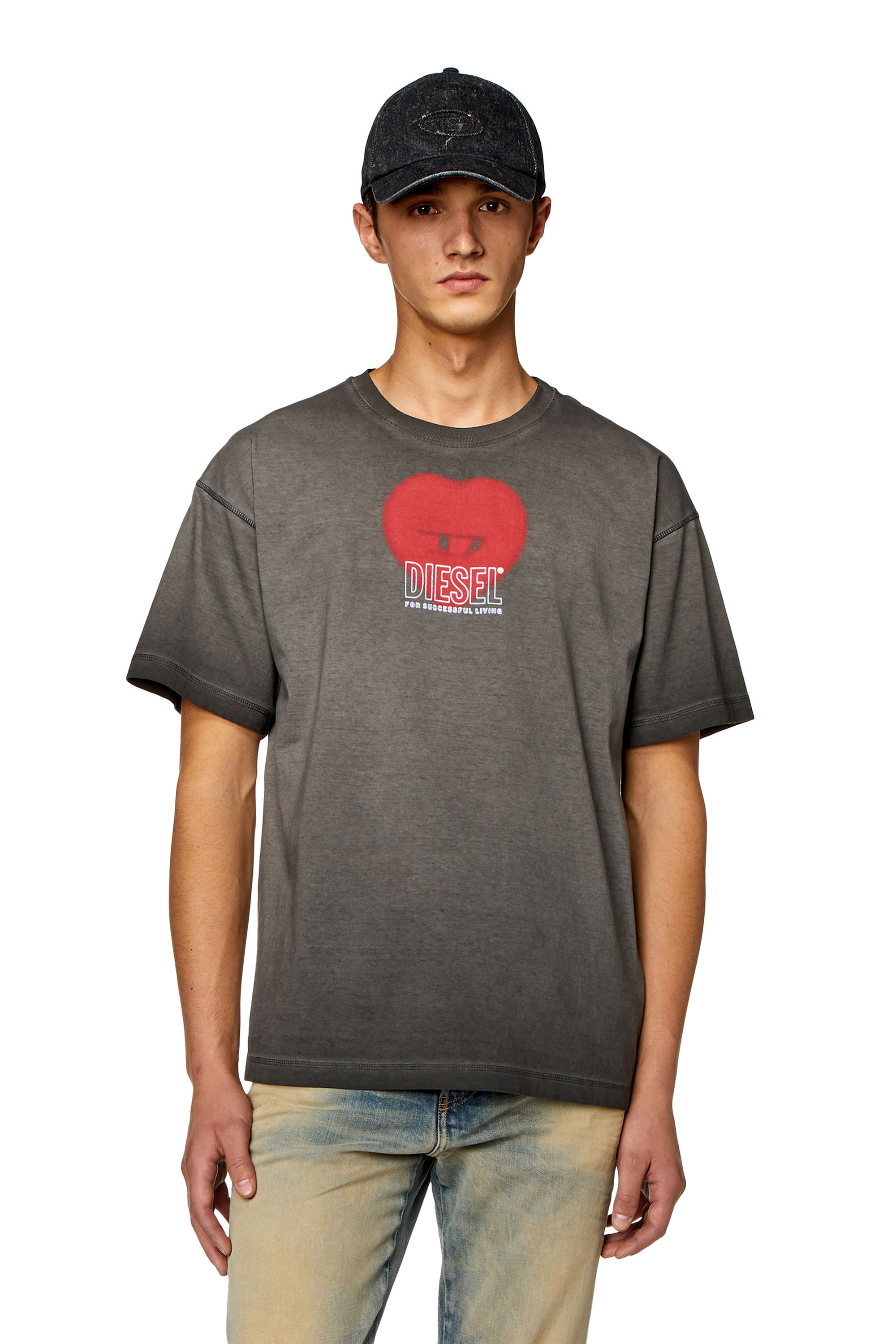 Diesel - T-BUXT-N4, Camiseta con estampado de coraz&oacute;n Hombre in Gris - 3