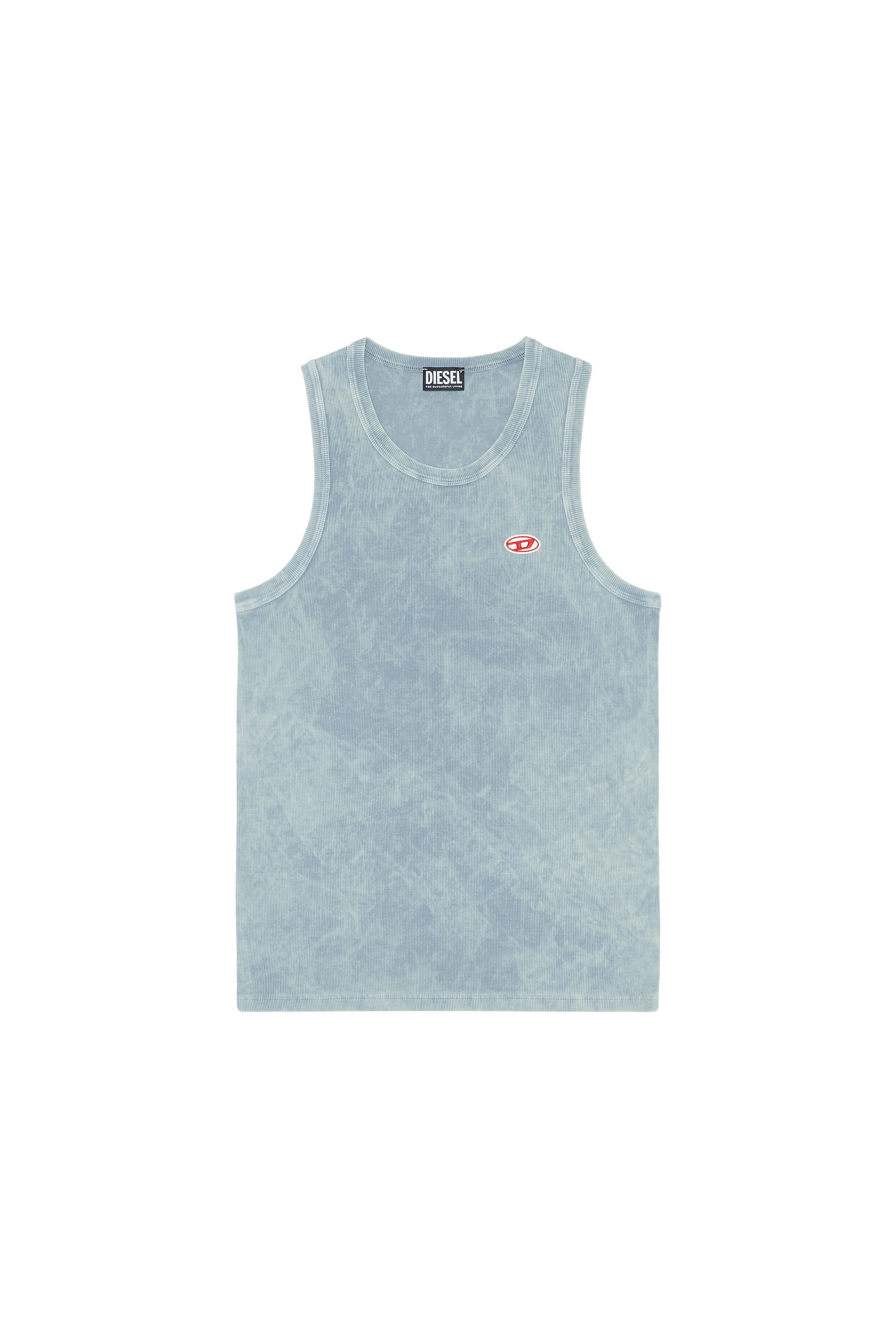 Diesel - T-WISTY-G1, Man's Acid-wash tank top with logo patch in Grey - 3