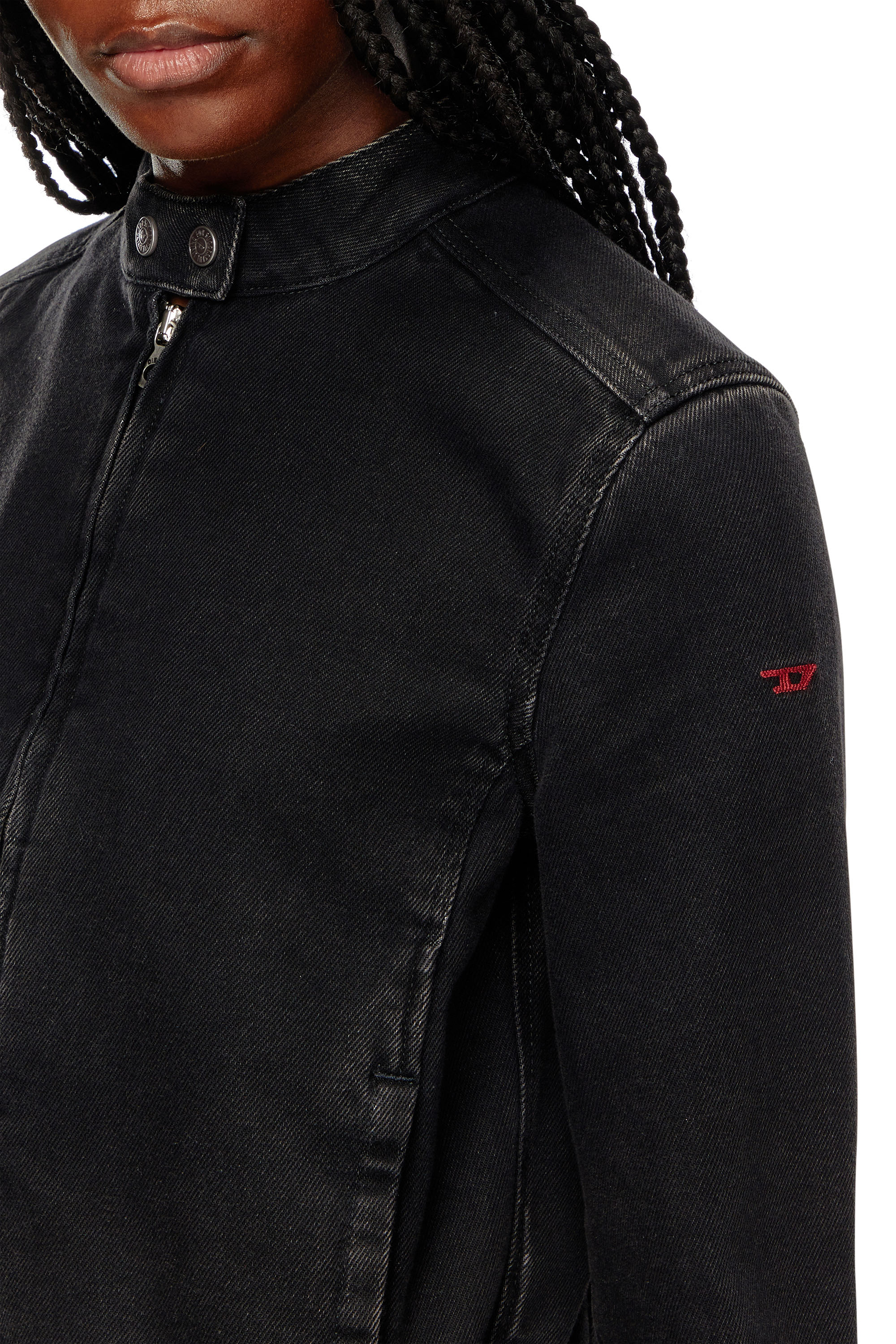 Diesel - DE-MORNIN, Female's Moto jacket in denim in Black - 4