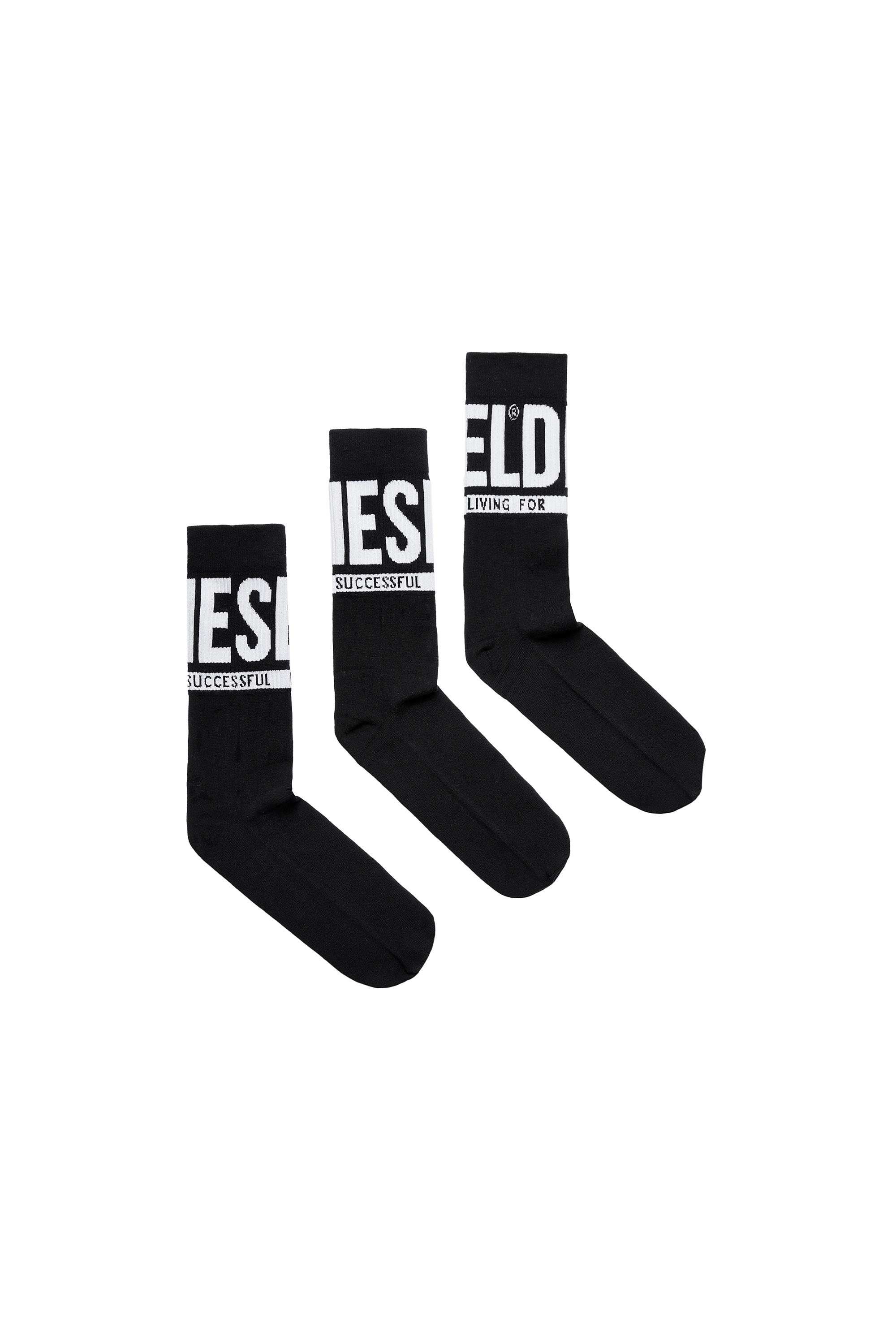 Diesel - SKM-RAY-THREEPACK, Lot de 3 paires de chaussettes avec emblème de Diesel Homme in Noir - 1