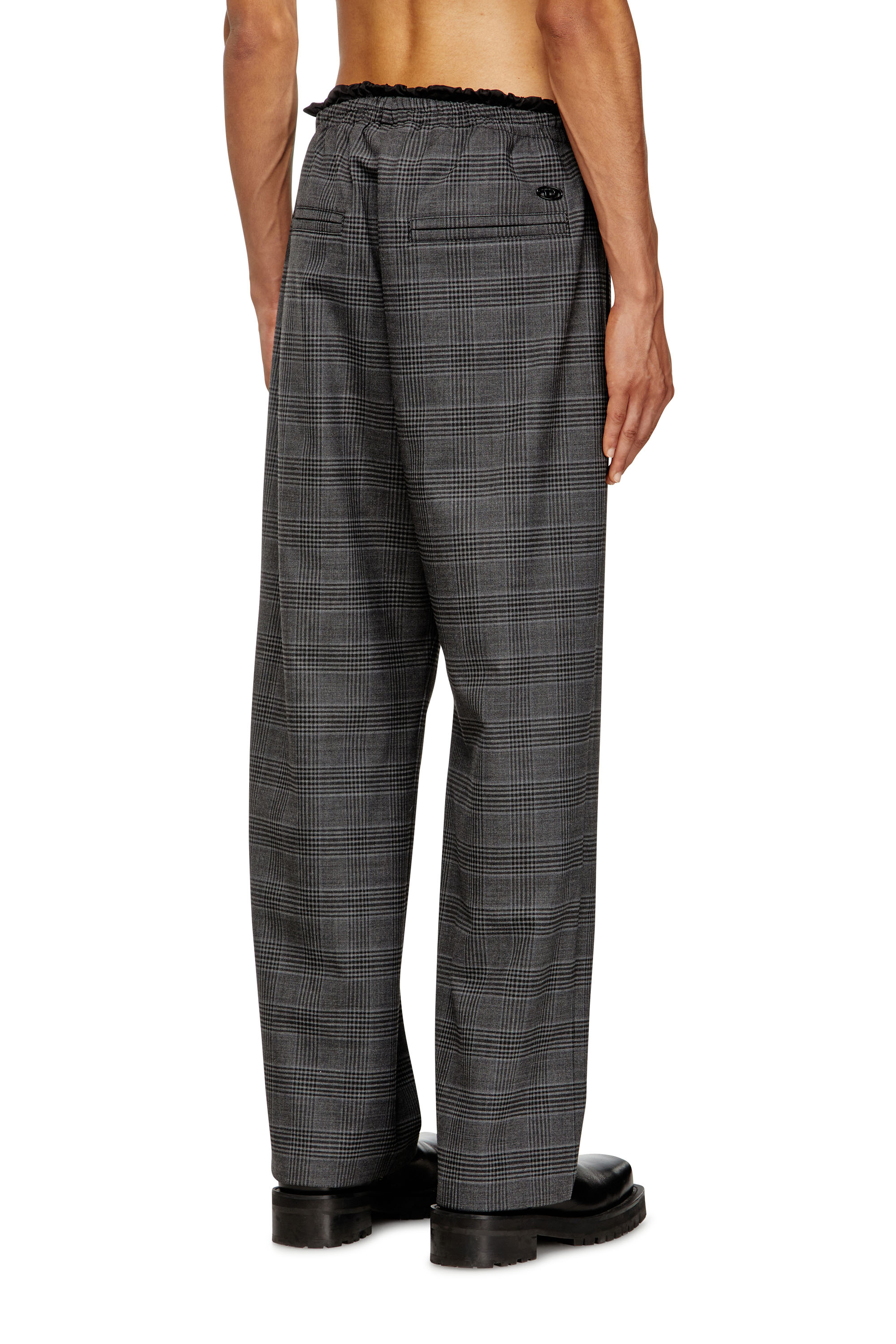 Diesel - P-TILSON, Male's Wool pants with a drawstring waist in Black/Grey - 4