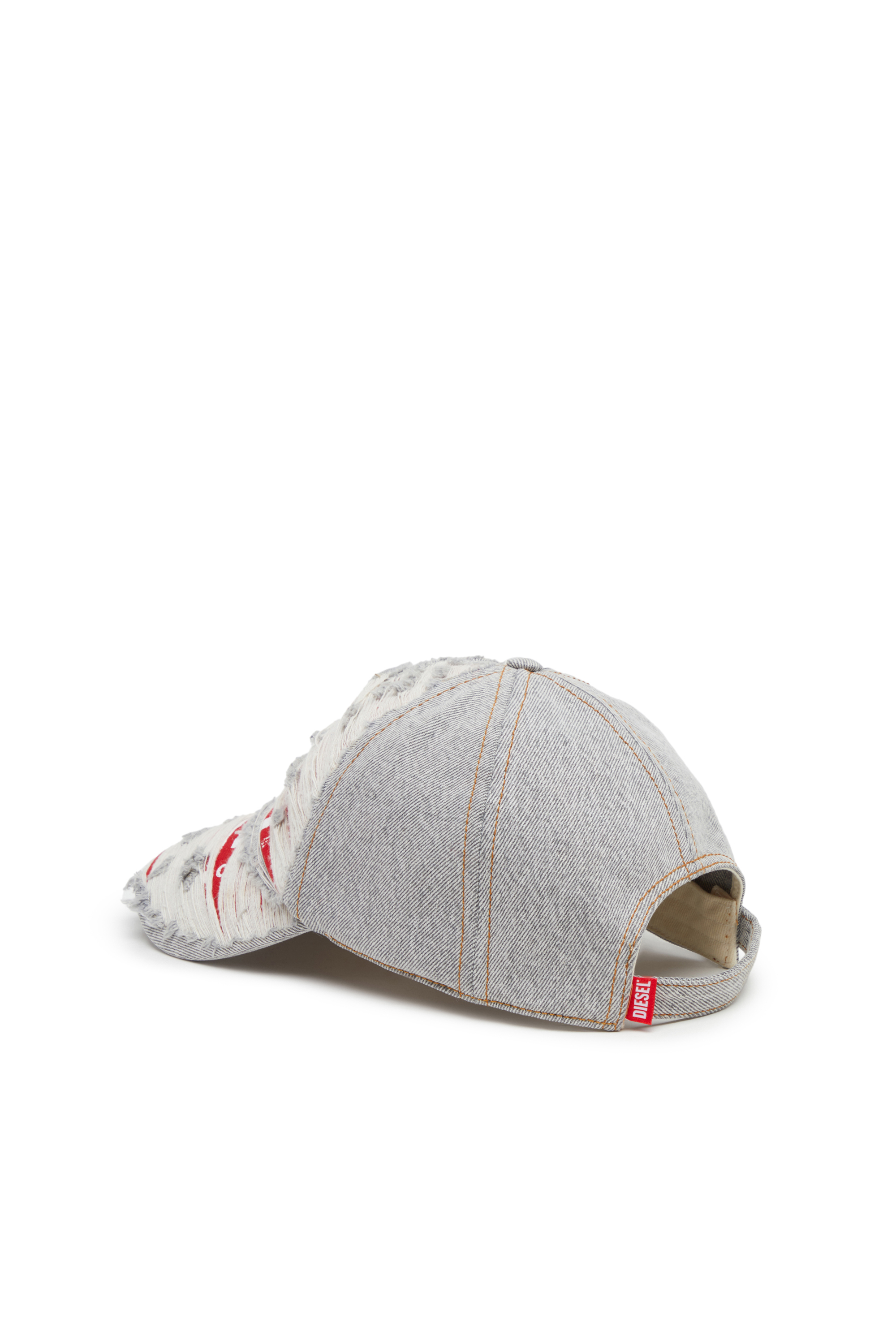 Diesel - C-STRAM, Man's Layered destroyed denim baseball cap in Grey - 2