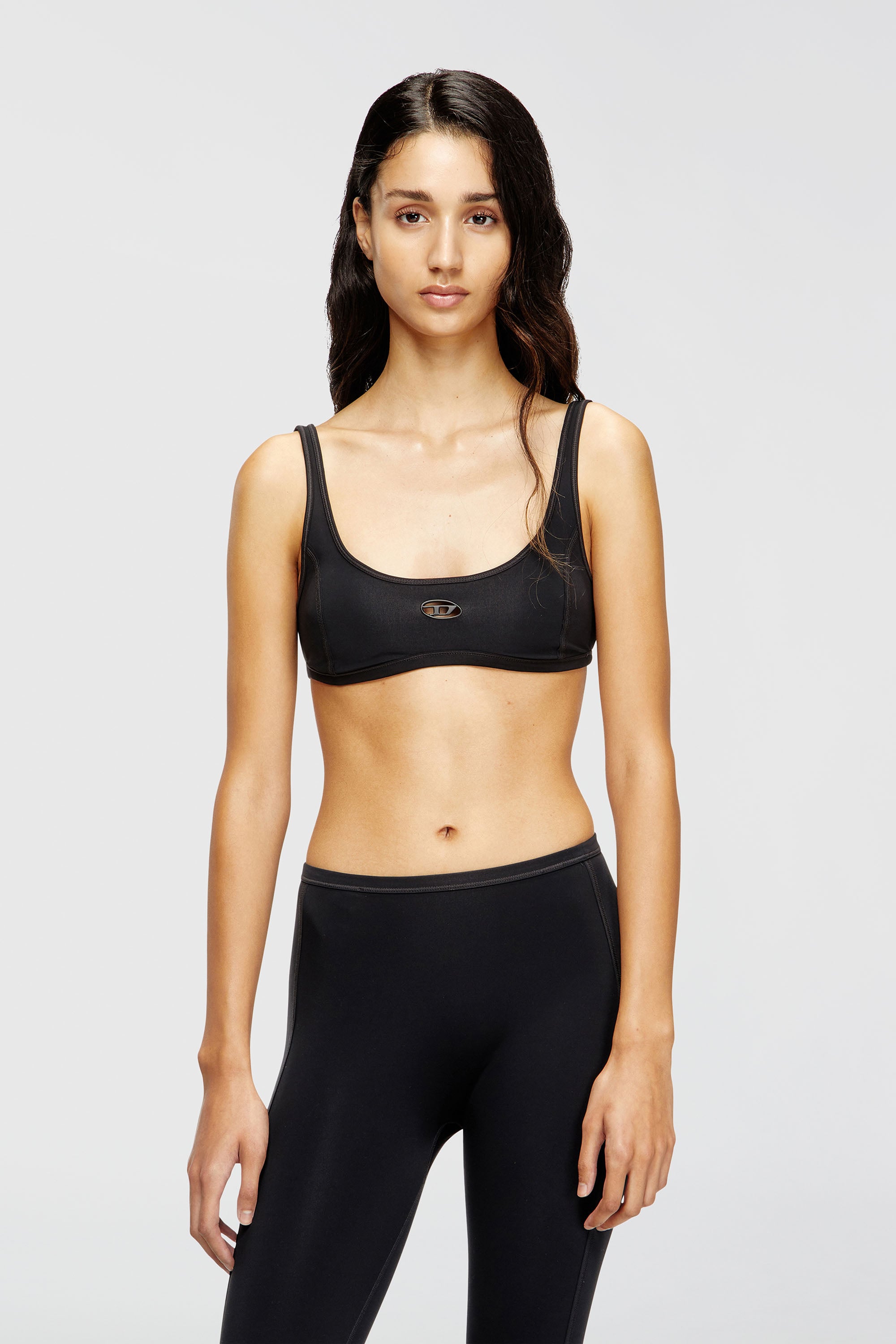 Diesel - CHELSEA-UTLT, Sujetador deportivo con logotipo recortado Mujer in Negro - 1