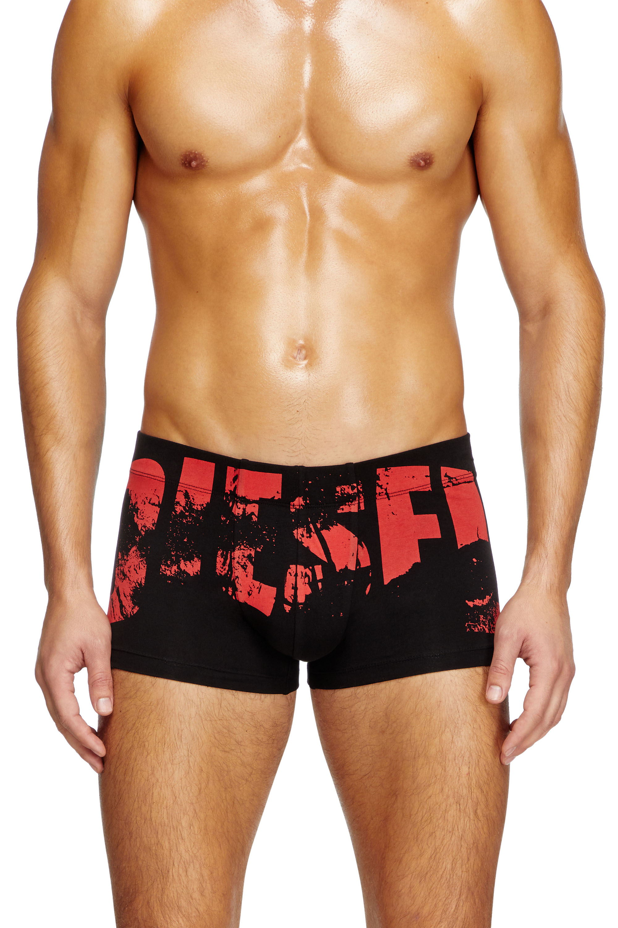 Diesel - DAMIEN-D-POP, Man's Boxer briefs with distressed logo in Black/Red - 1