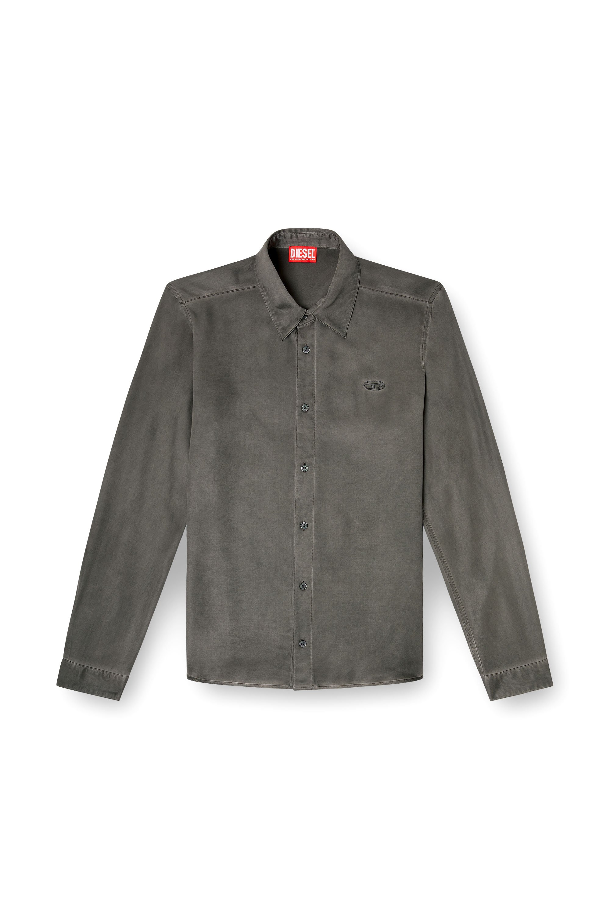 Diesel - S-KINNY-ALBG, Male's Shirt in treated fluid viscose in Dark Grey - 3