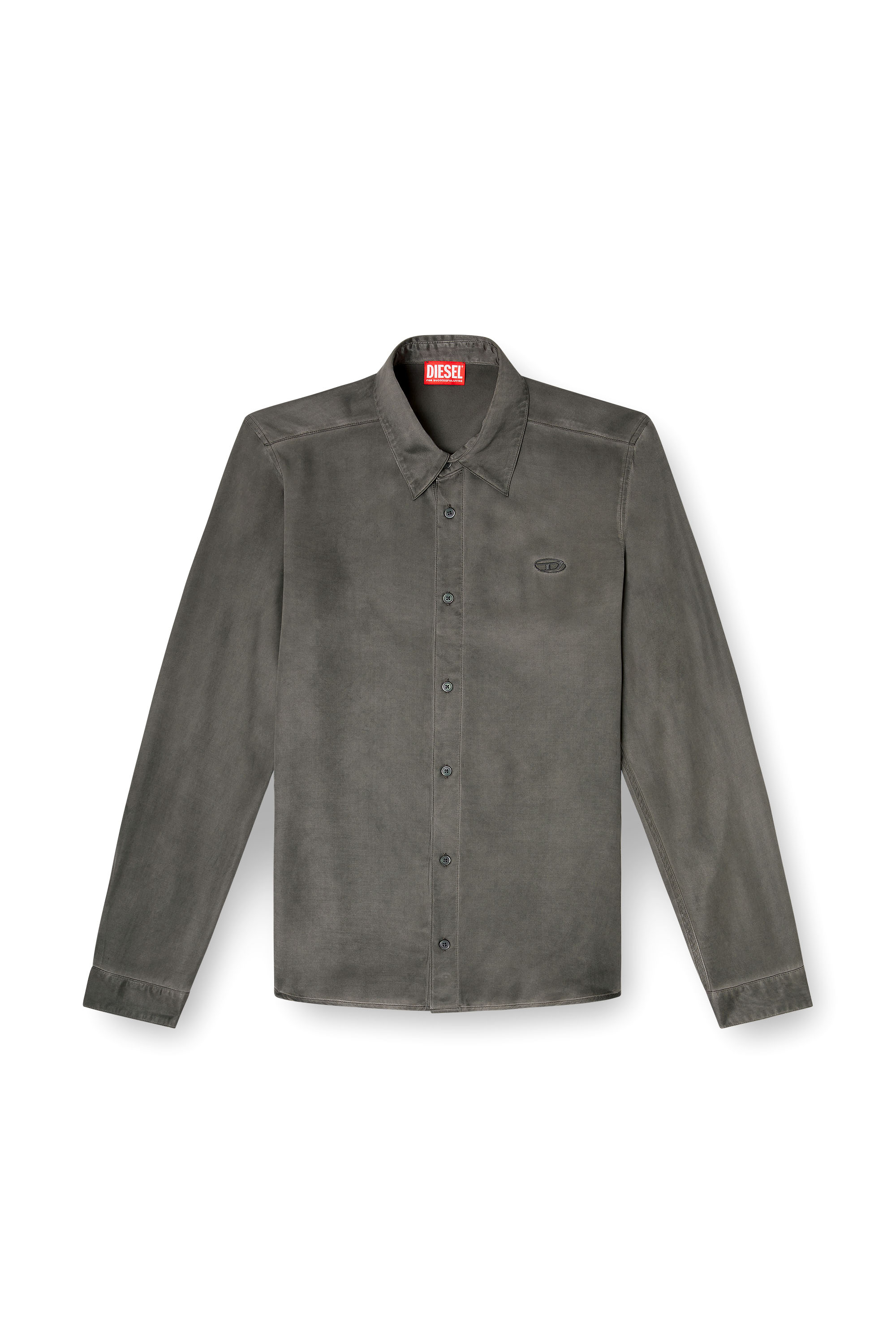 Diesel - S-KINNY-ALBG, Male's Shirt in treated fluid viscose in Dark Grey - 2
