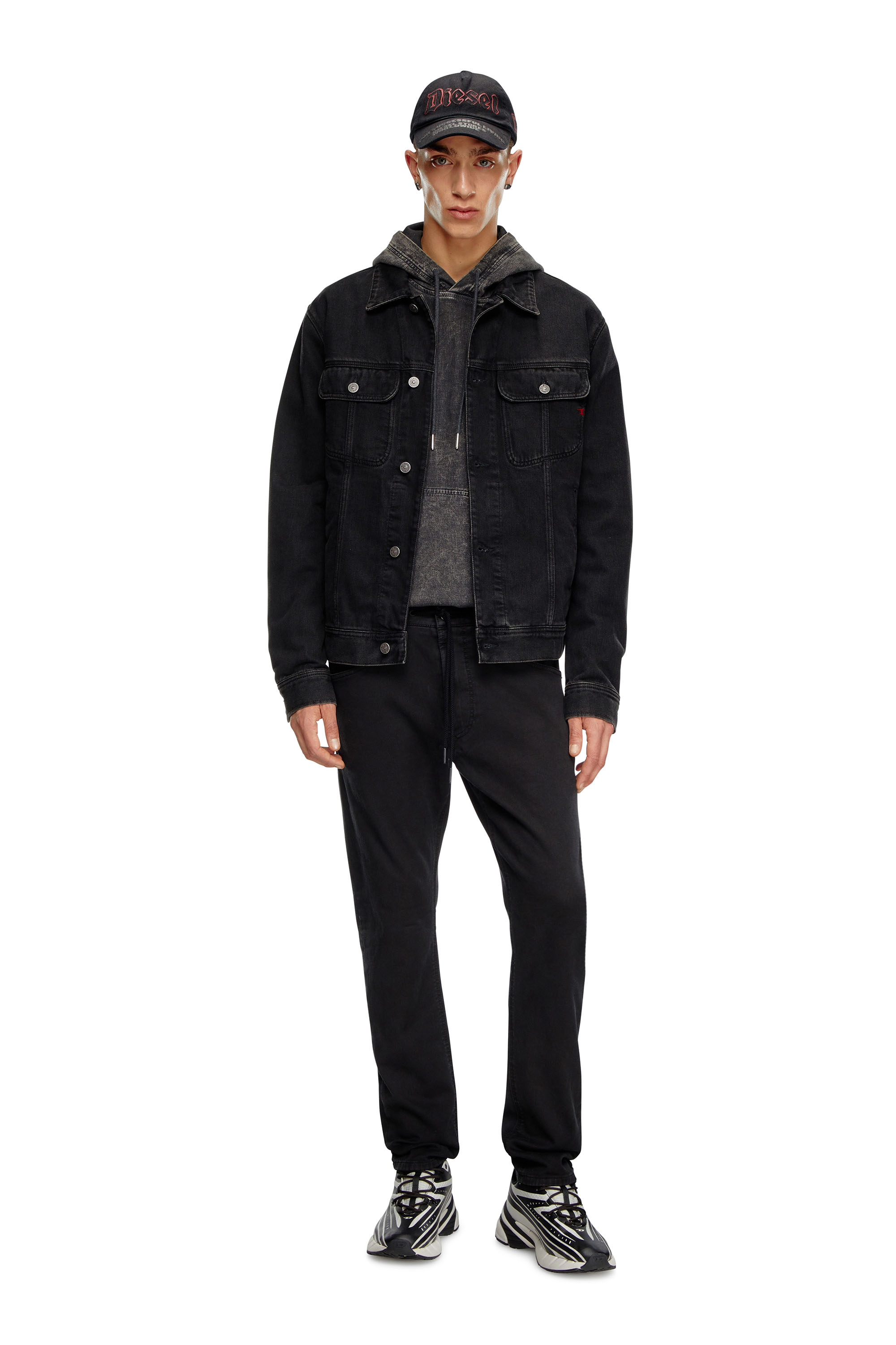 Diesel - D-AIRSPEED LOW, Man's D-Airspeed Low-Striped sneakers in coated ripstop in Black/Grey - 9