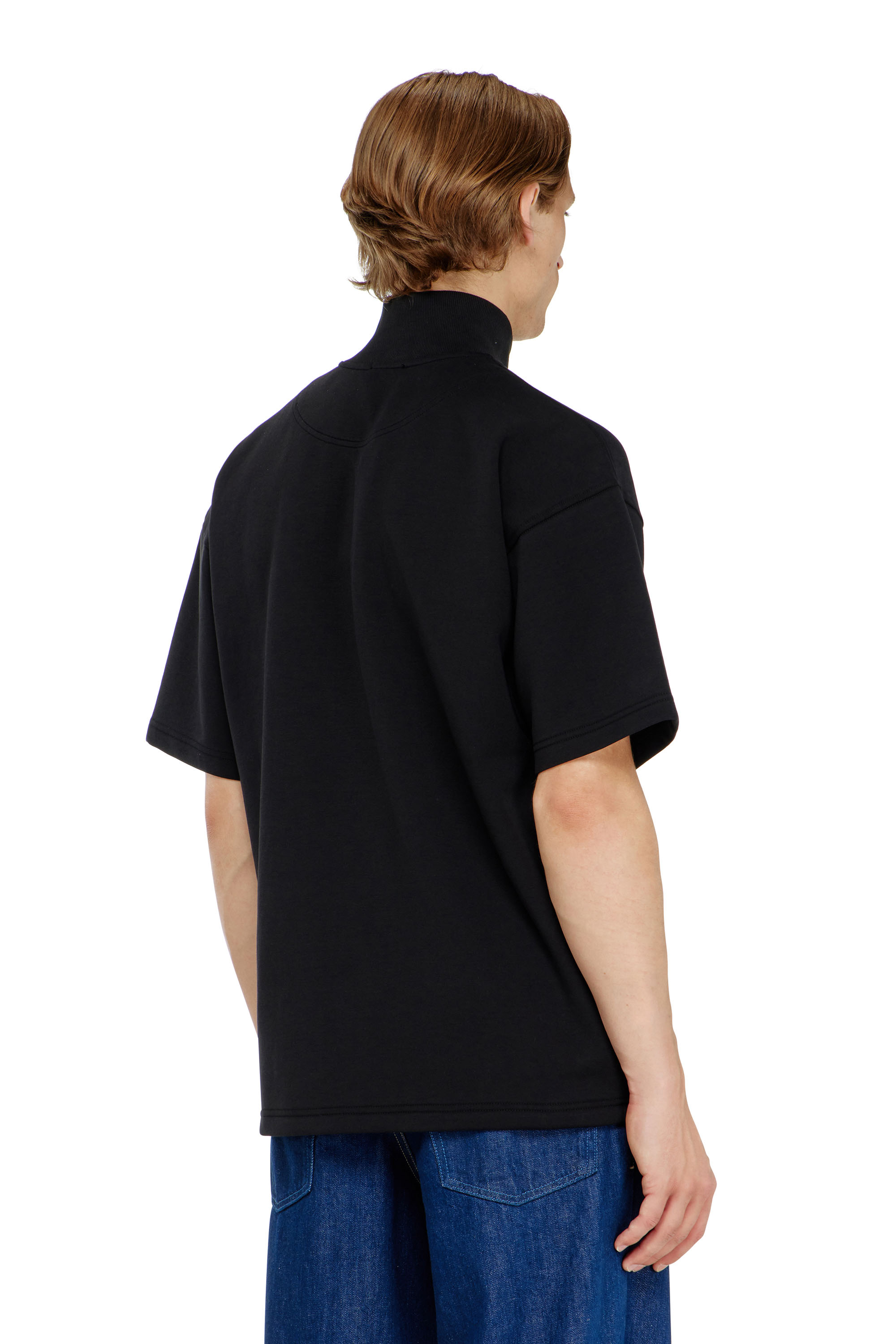 Diesel - S-CUBY, Man's Short-sleeve half-zip sweatshirt in light scuba in Black - 4