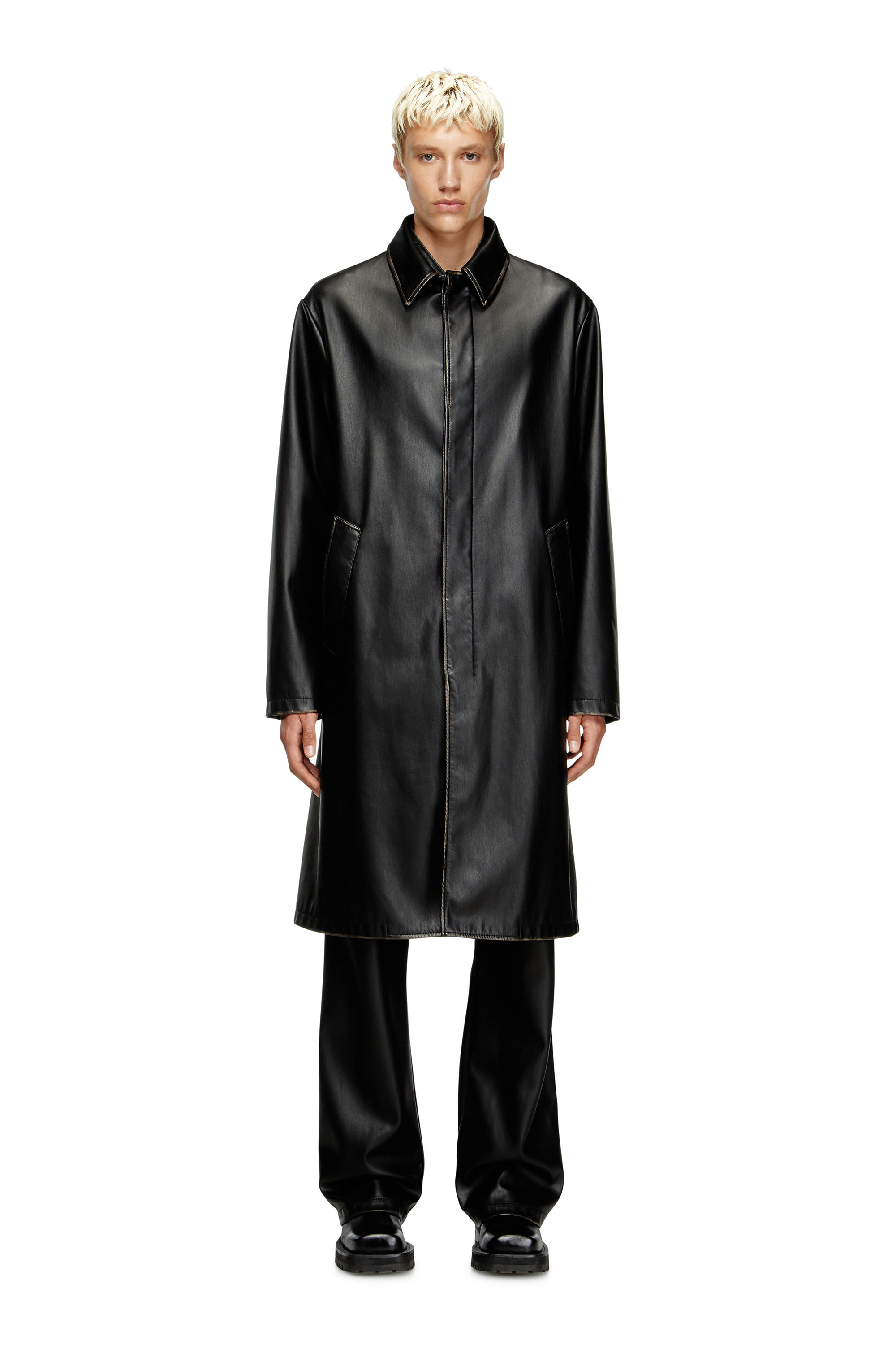 Diesel - J-RIVERS, Sobretodo desgastado con forro de franela Hombre in Negro - 1