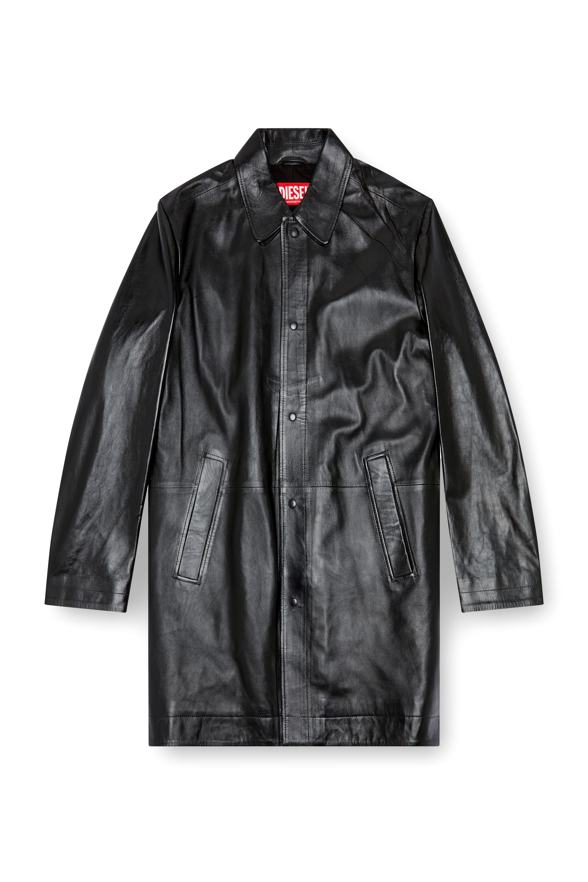 Men's Coated leather coat | Black | Diesel