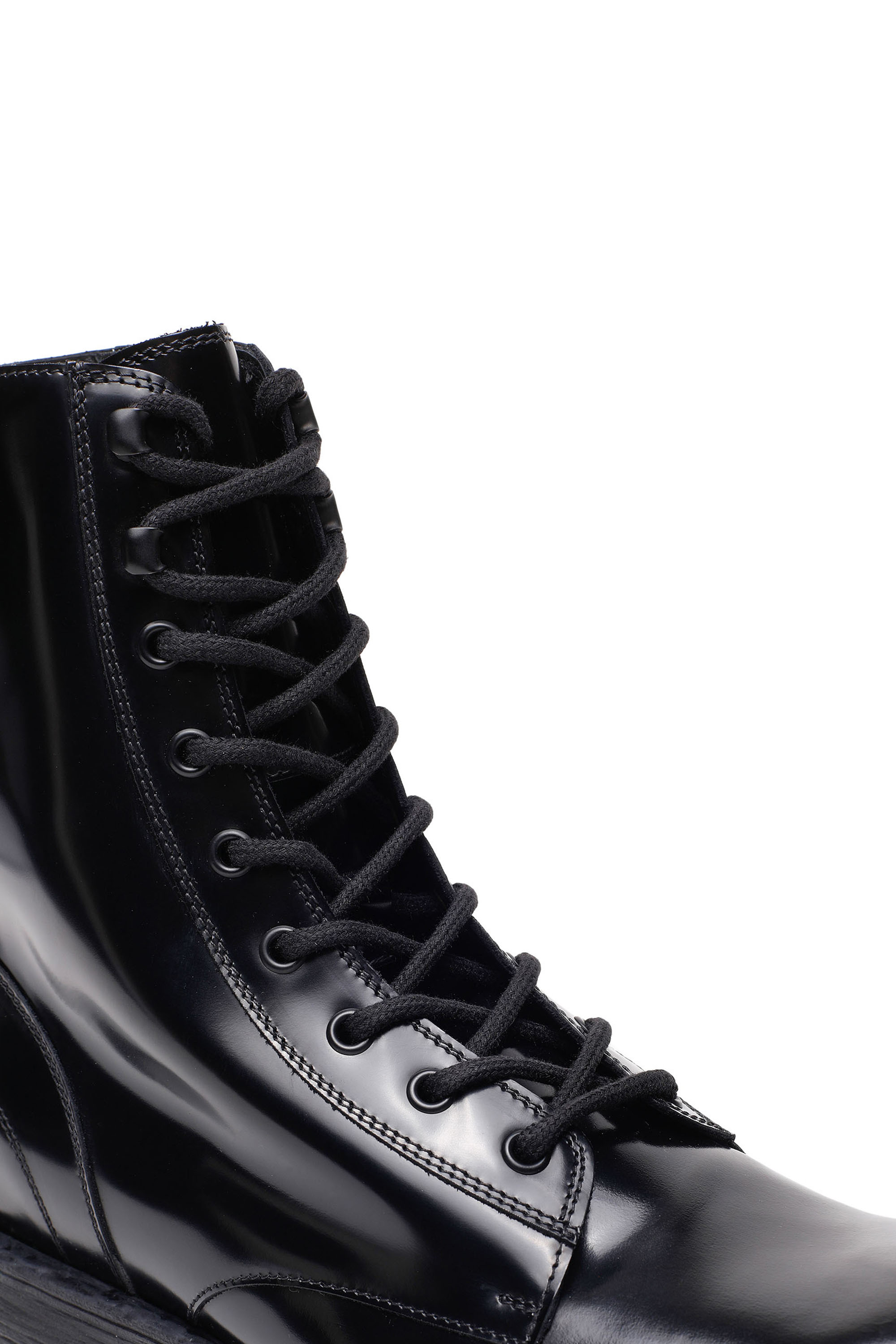 Diesel - D-HAMMER BT, Man's D-Hammer-Combat boots in glossed leather in Black - 4