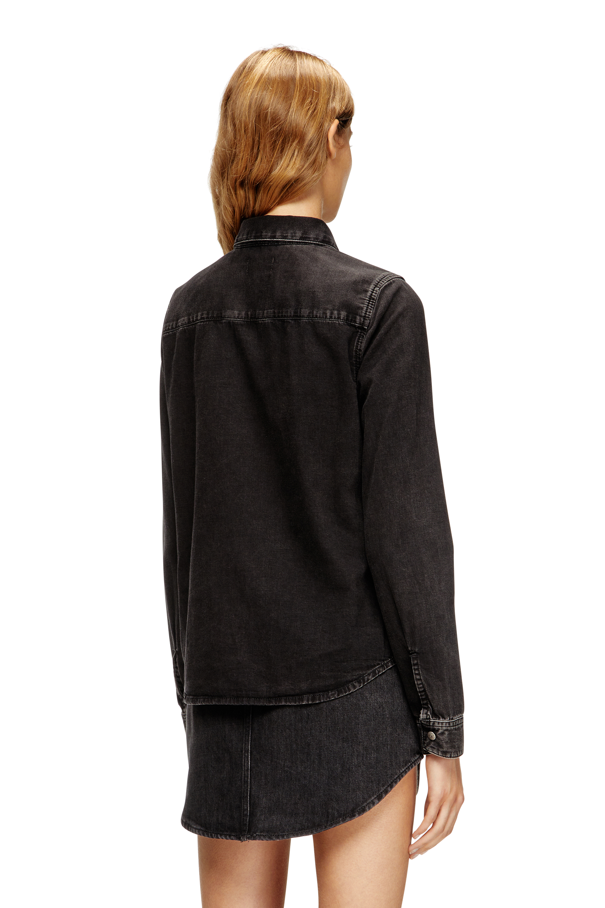 Diesel - DE-EAZY, Woman's Denim shirt with contrasting stitching in Black - 3