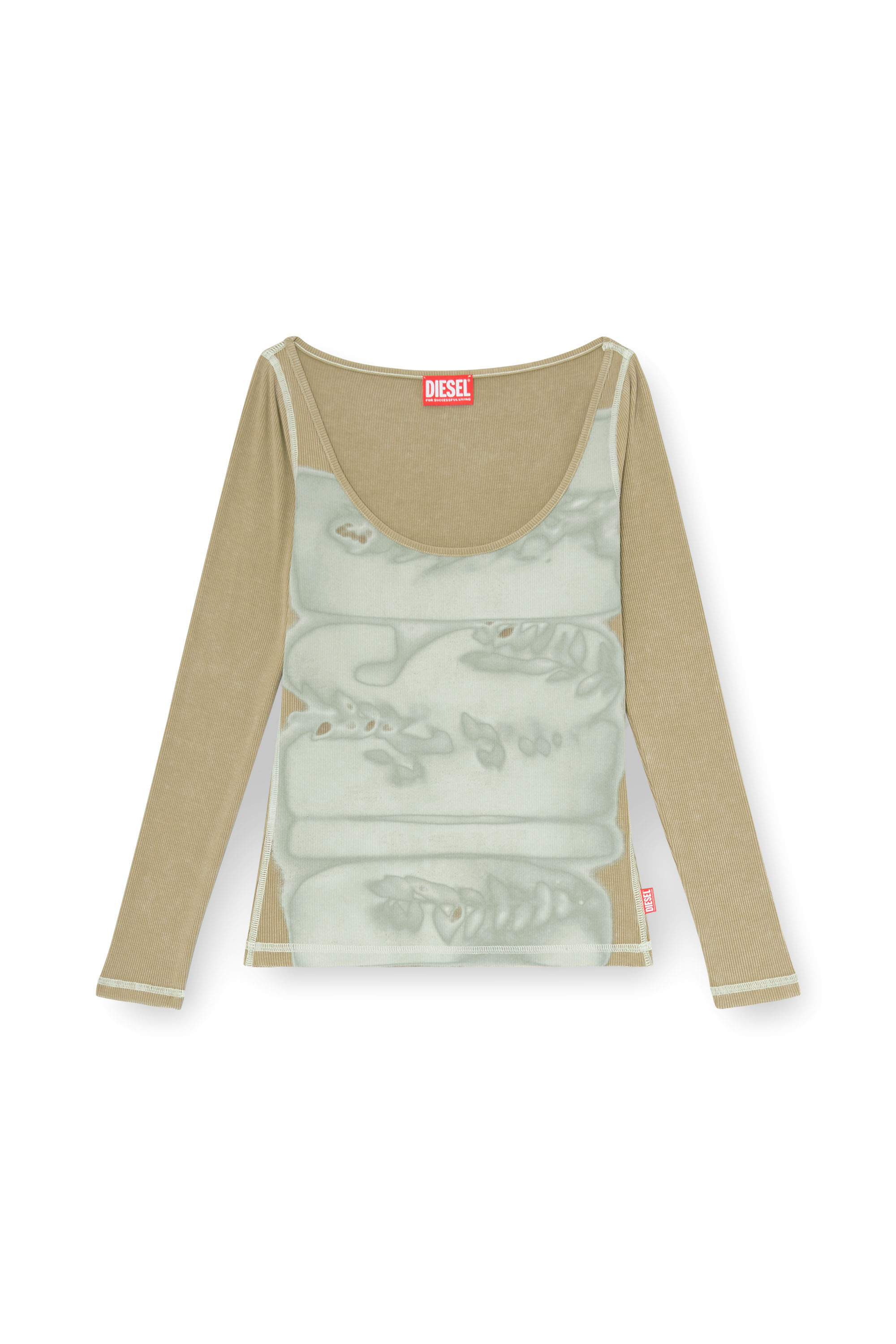 Diesel - T-FANT, Female's Slim fit top with digital print in Grey/Beige - 2