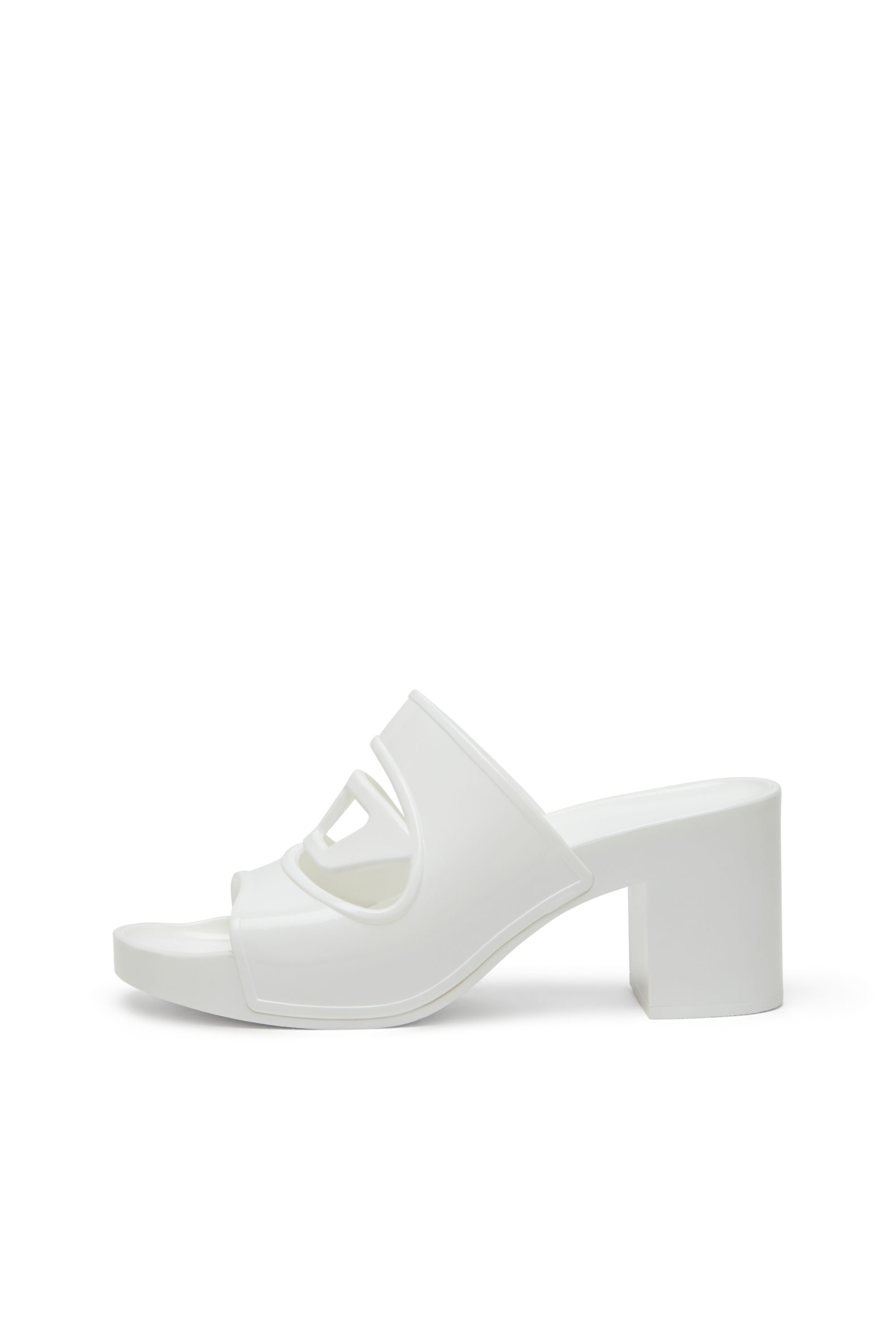 Diesel - SA-BONNIE, Woman's Sa-Bonnie-Heeled rubber slides with cut-out logo in White - 2